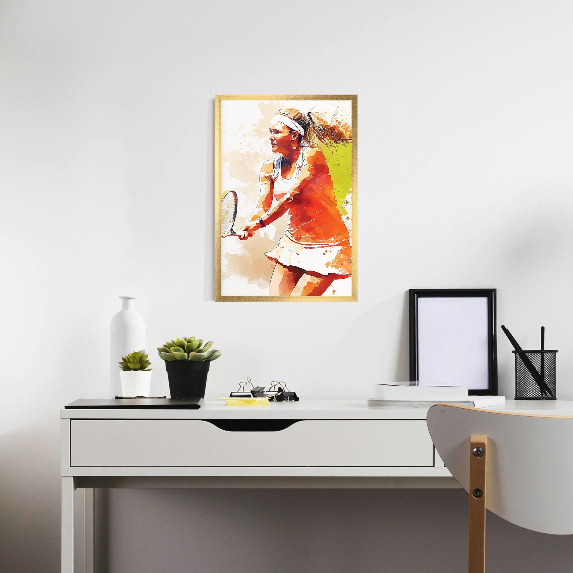 Рамкиран постер Orange Watercolor Tennis mockup 7