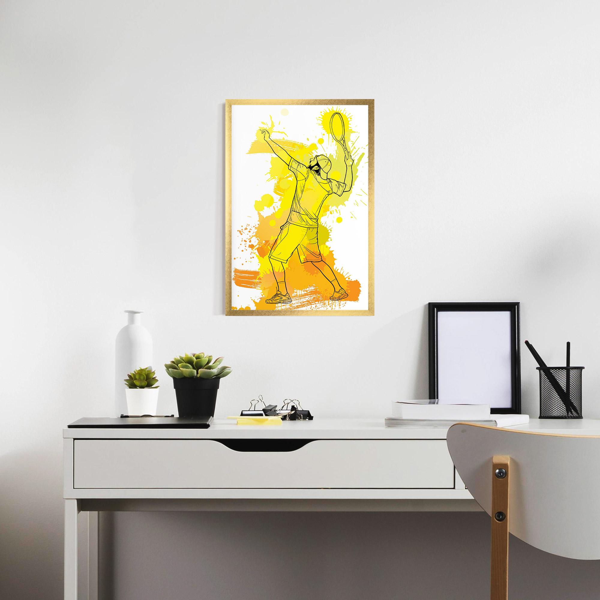 Рамкиран постер Yellow Art Tennis mockup 7