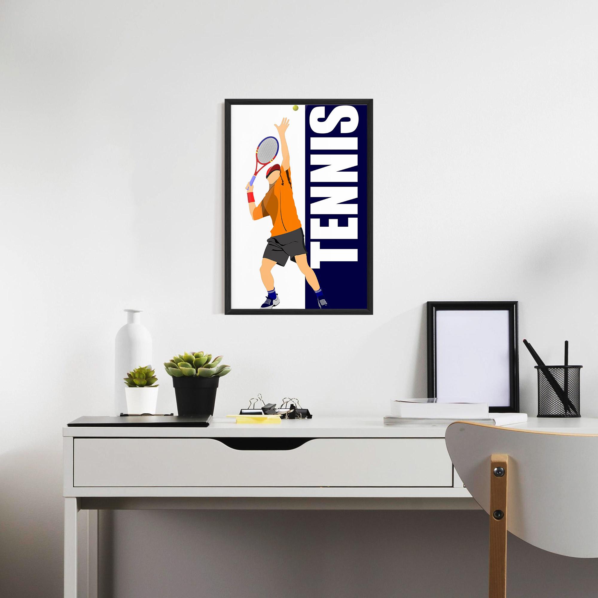Рамкиран постер Orange Tennis Player mockup 7