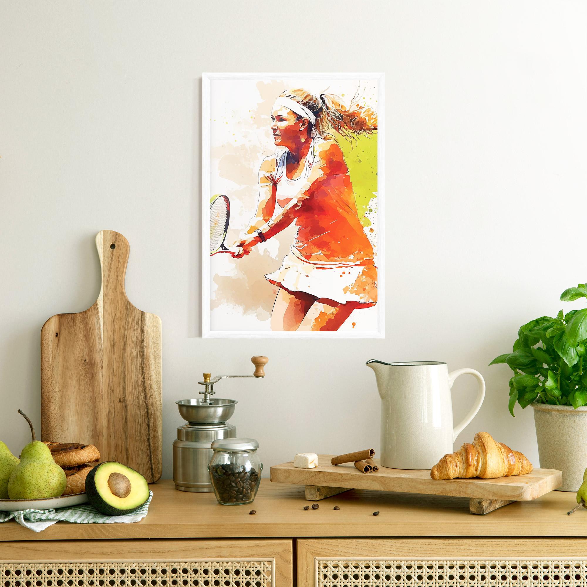 Рамкиран постер Orange Watercolor Tennis mockup 8