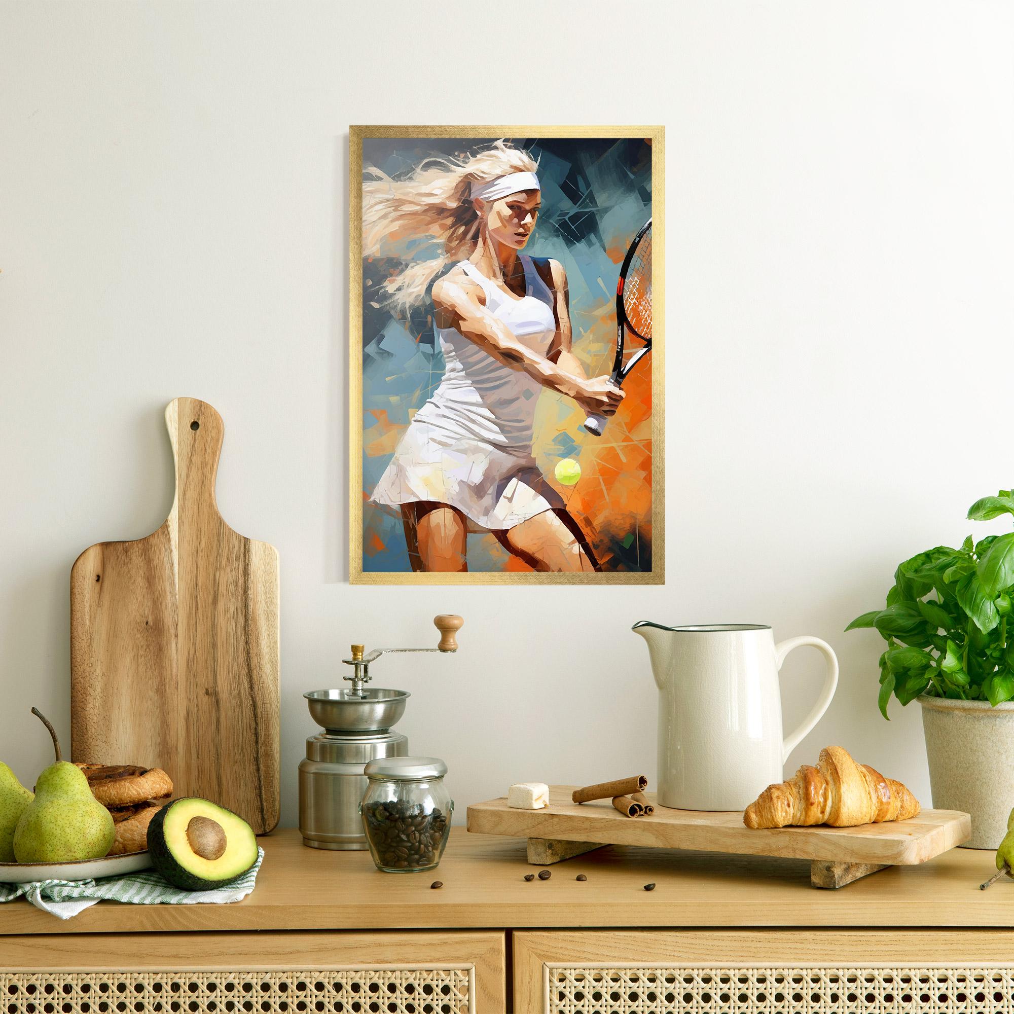 Рамкиран постер Blonde Tennis Girl mockup 8