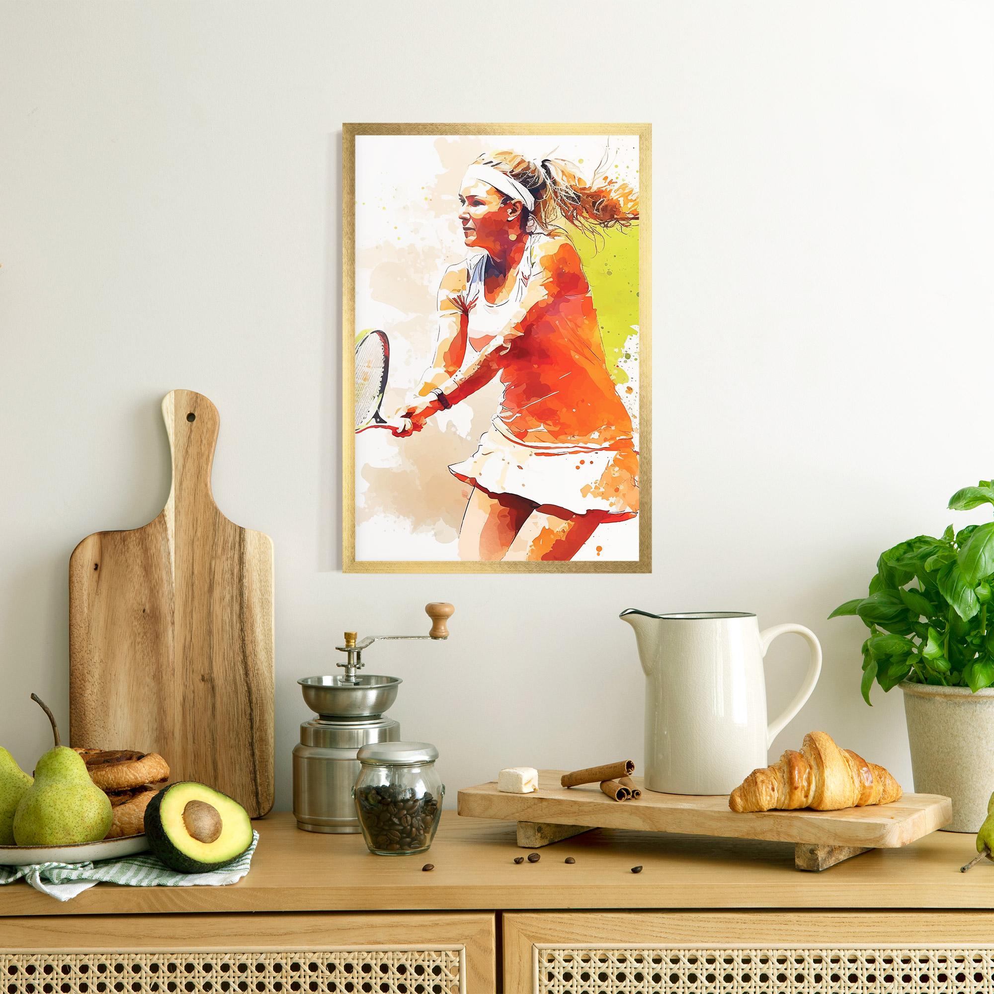 Рамкиран постер Orange Watercolor Tennis mockup 8