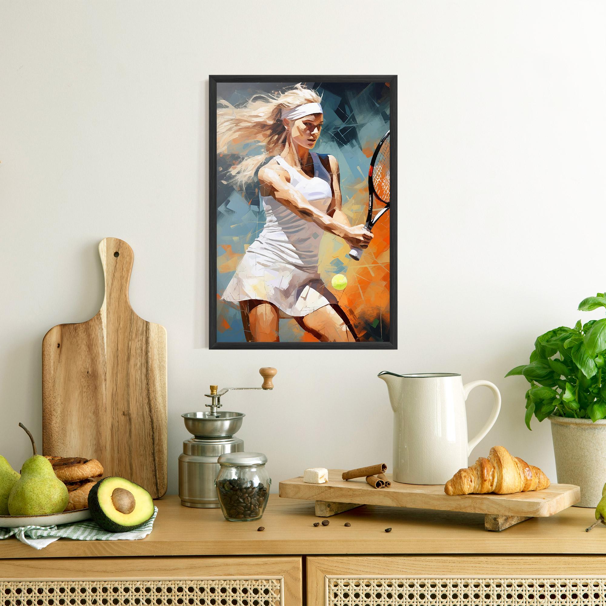 Рамкиран постер Blonde Tennis Girl mockup 8