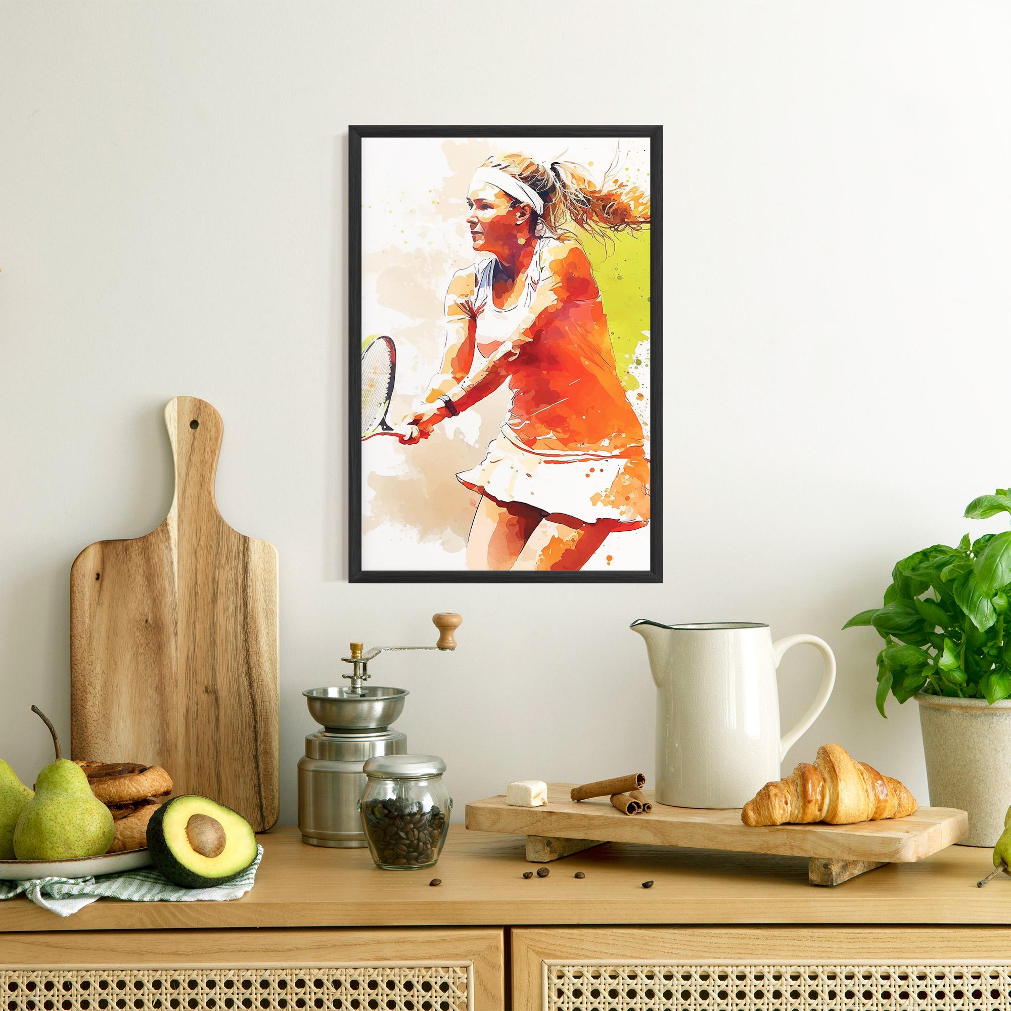 Рамкиран постер Orange Watercolor Tennis mockup 8