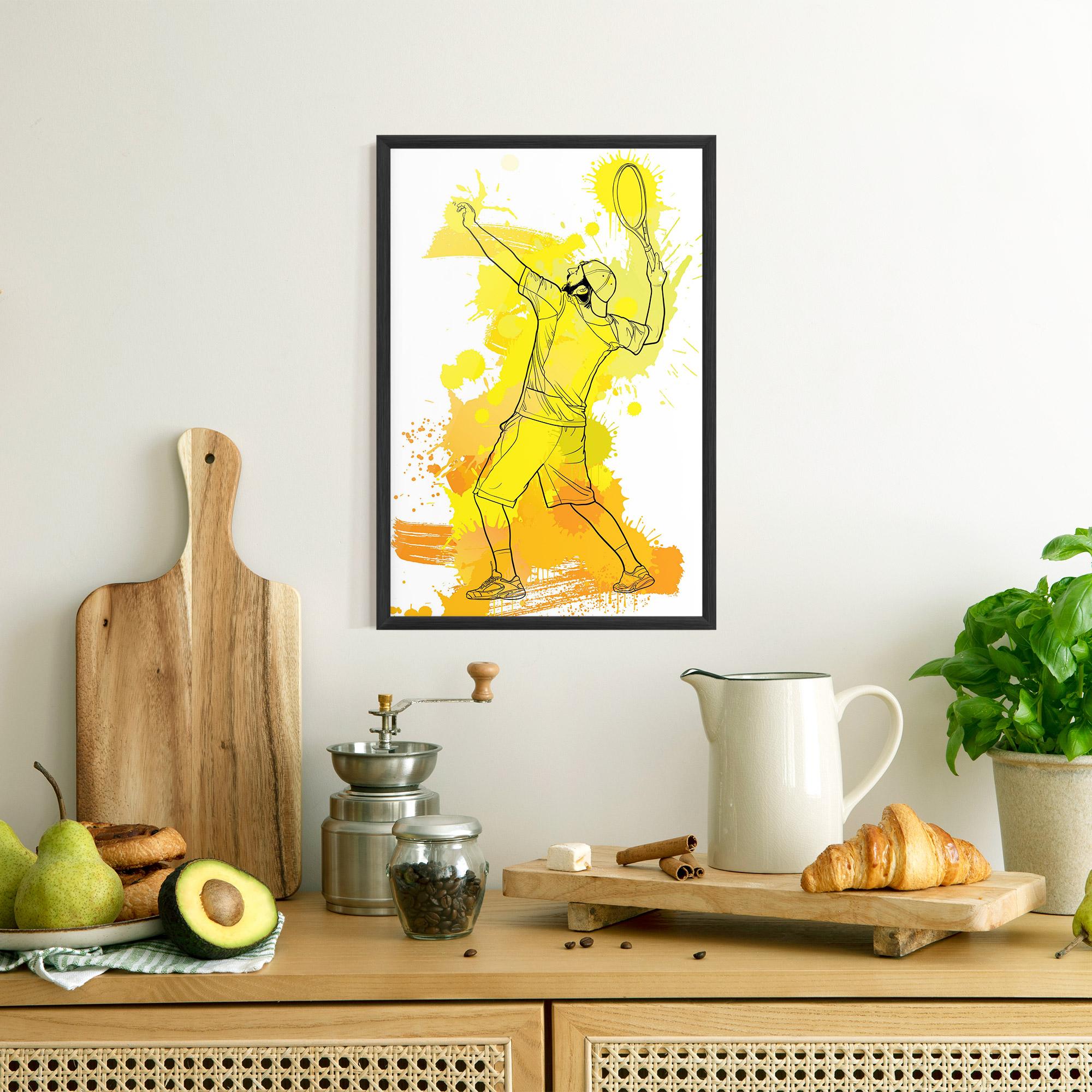 Рамкиран постер Yellow Art Tennis mockup 8