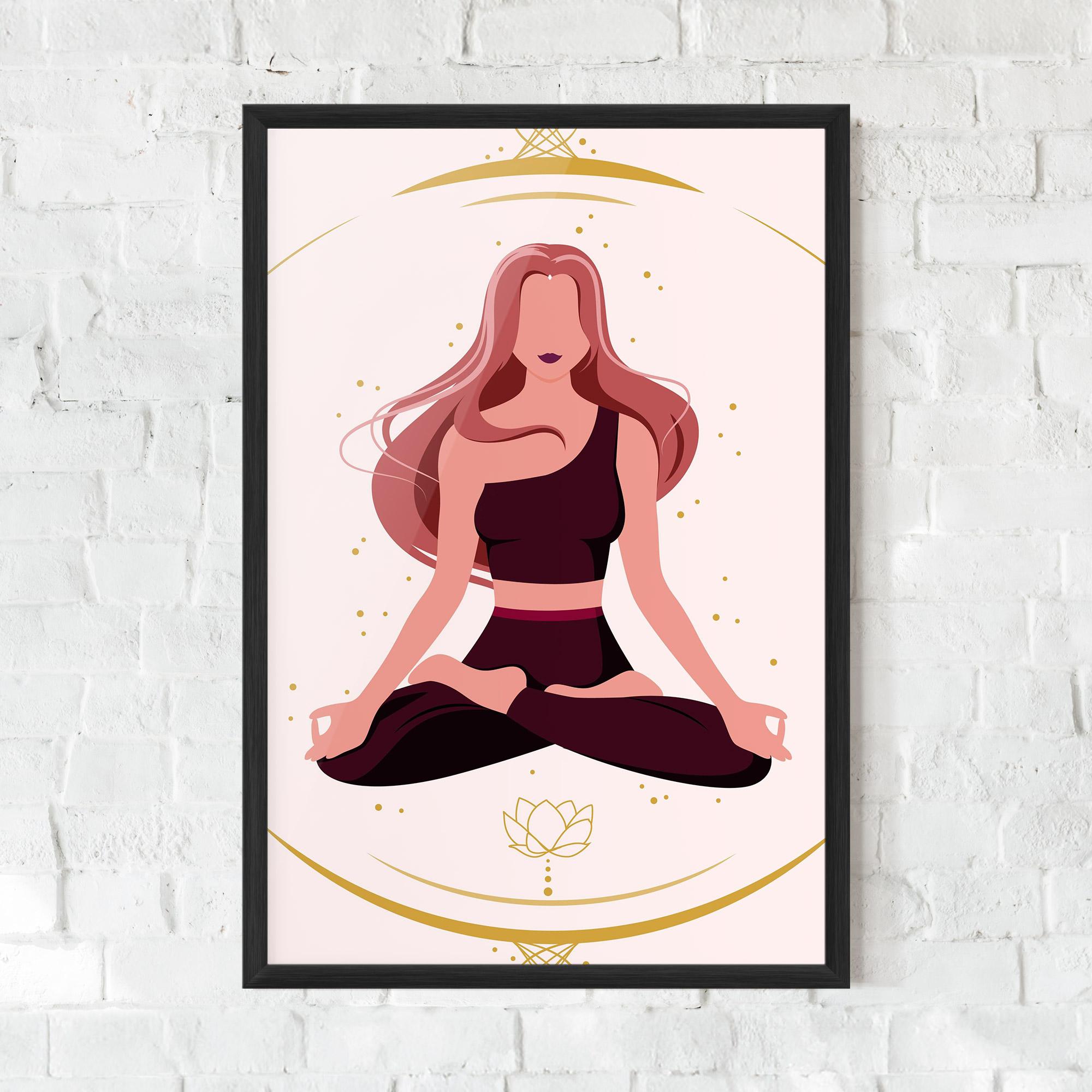 Рамкиран постер Pretty Yoga Girl mockup 0