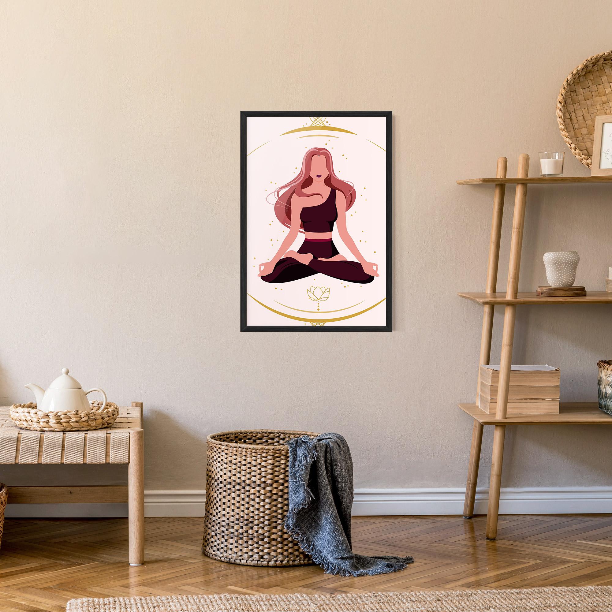 Рамкиран постер Pretty Yoga Girl mockup 9