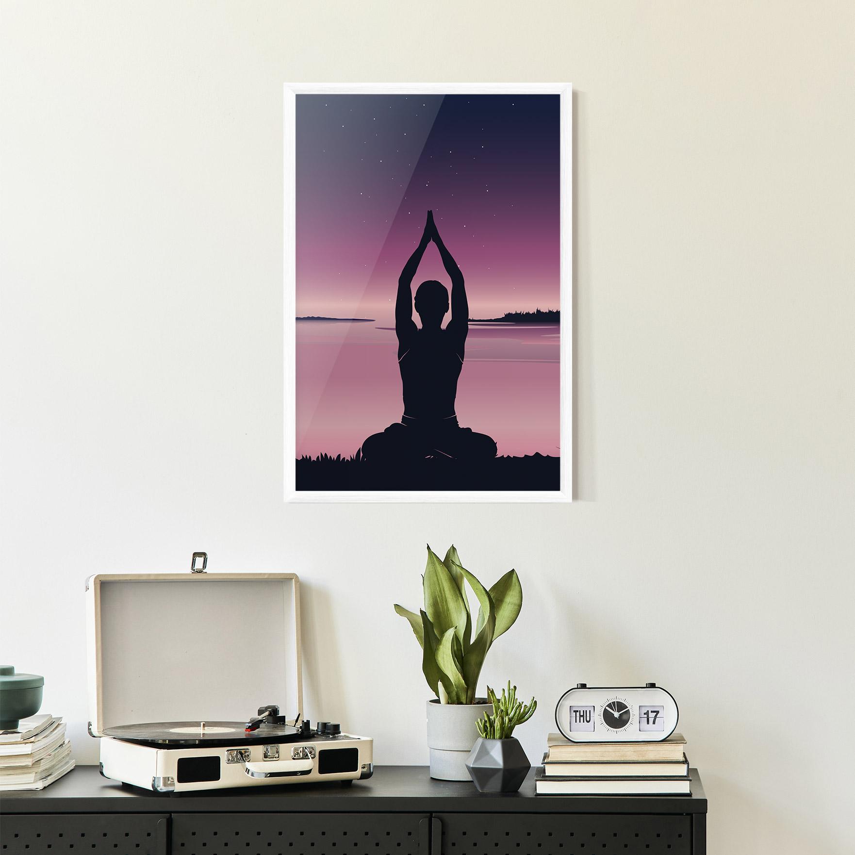 Рамкиран постер Yoga Purple Sky mockup 2