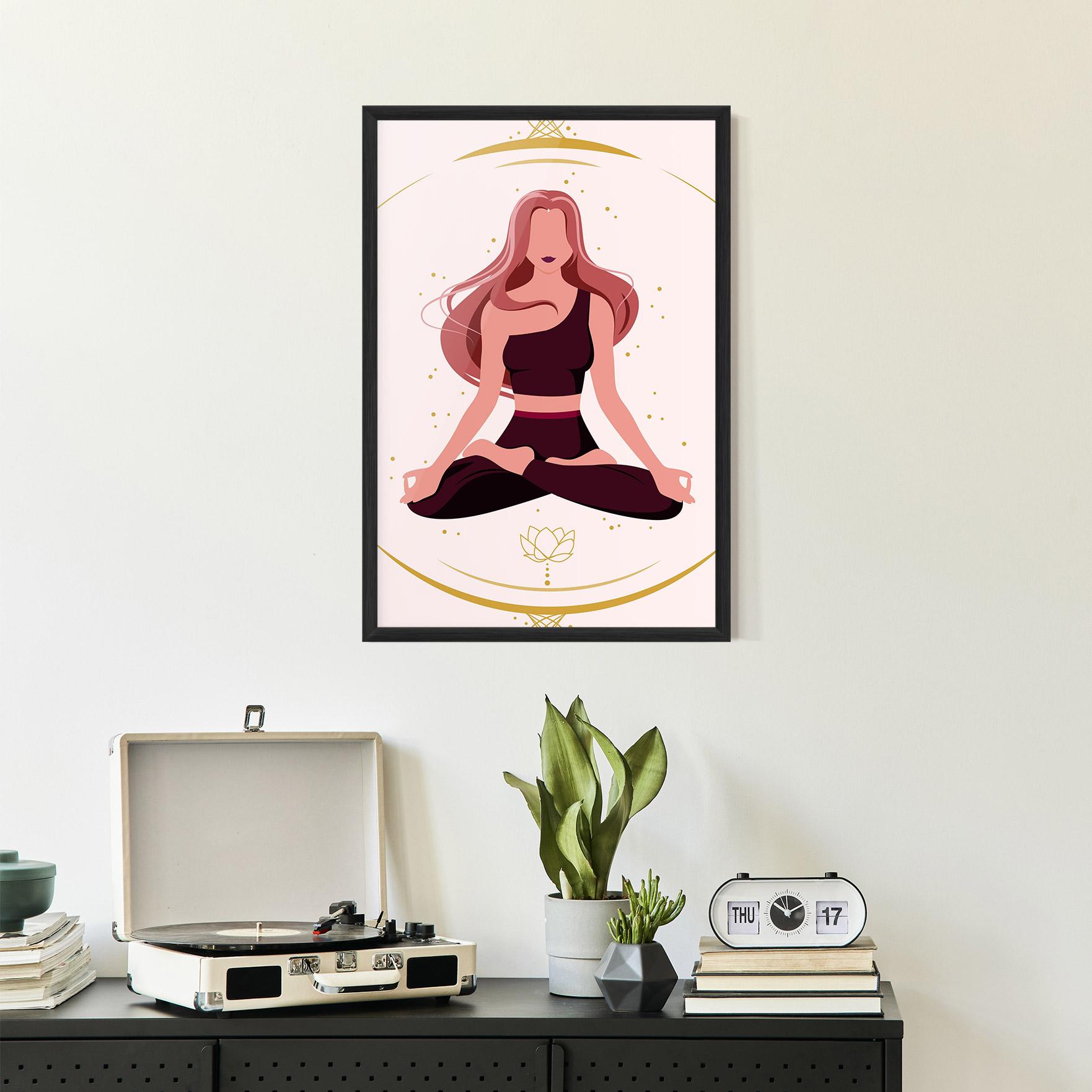 Рамкиран постер Pretty Yoga Girl mockup 2
