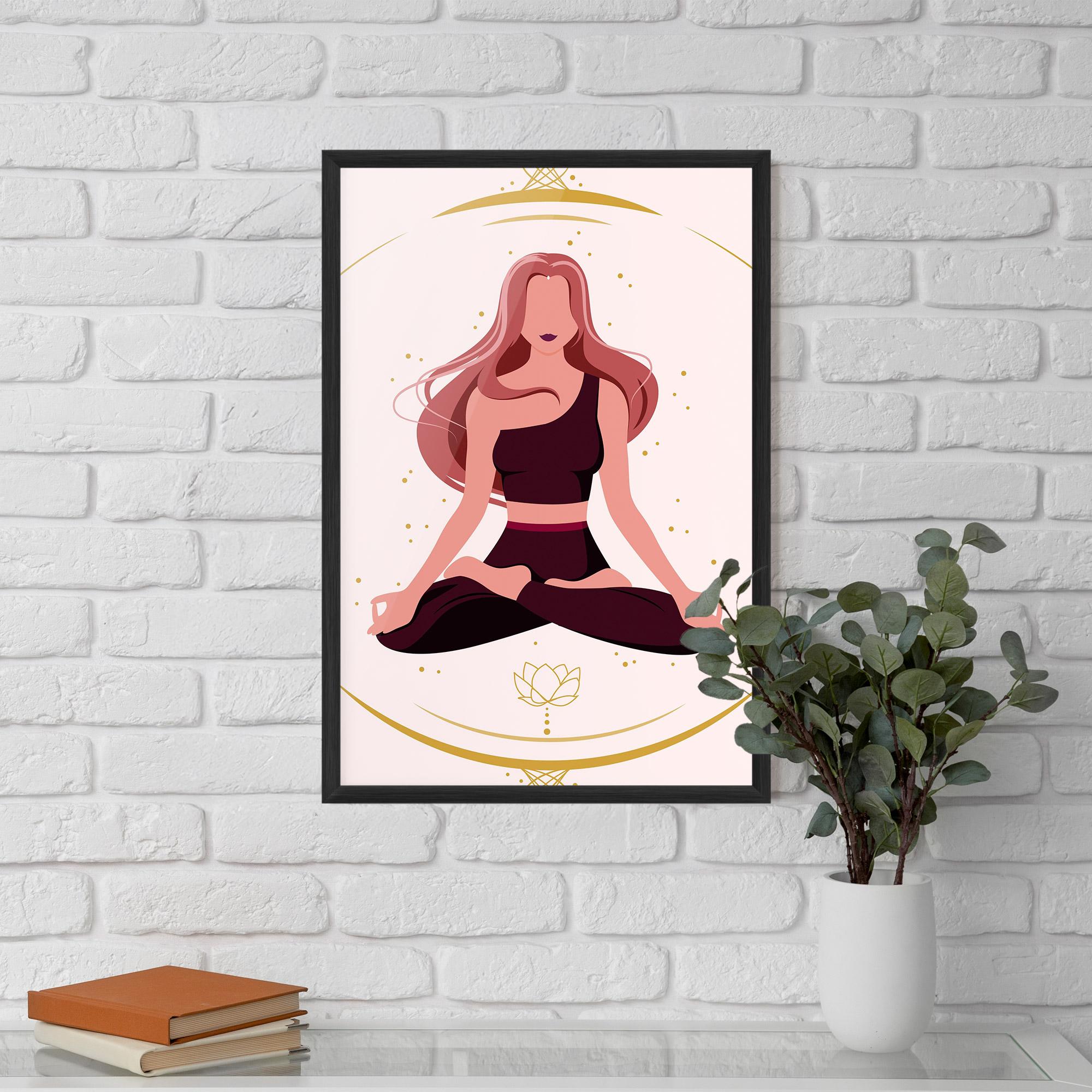 Рамкиран постер Pretty Yoga Girl mockup 5
