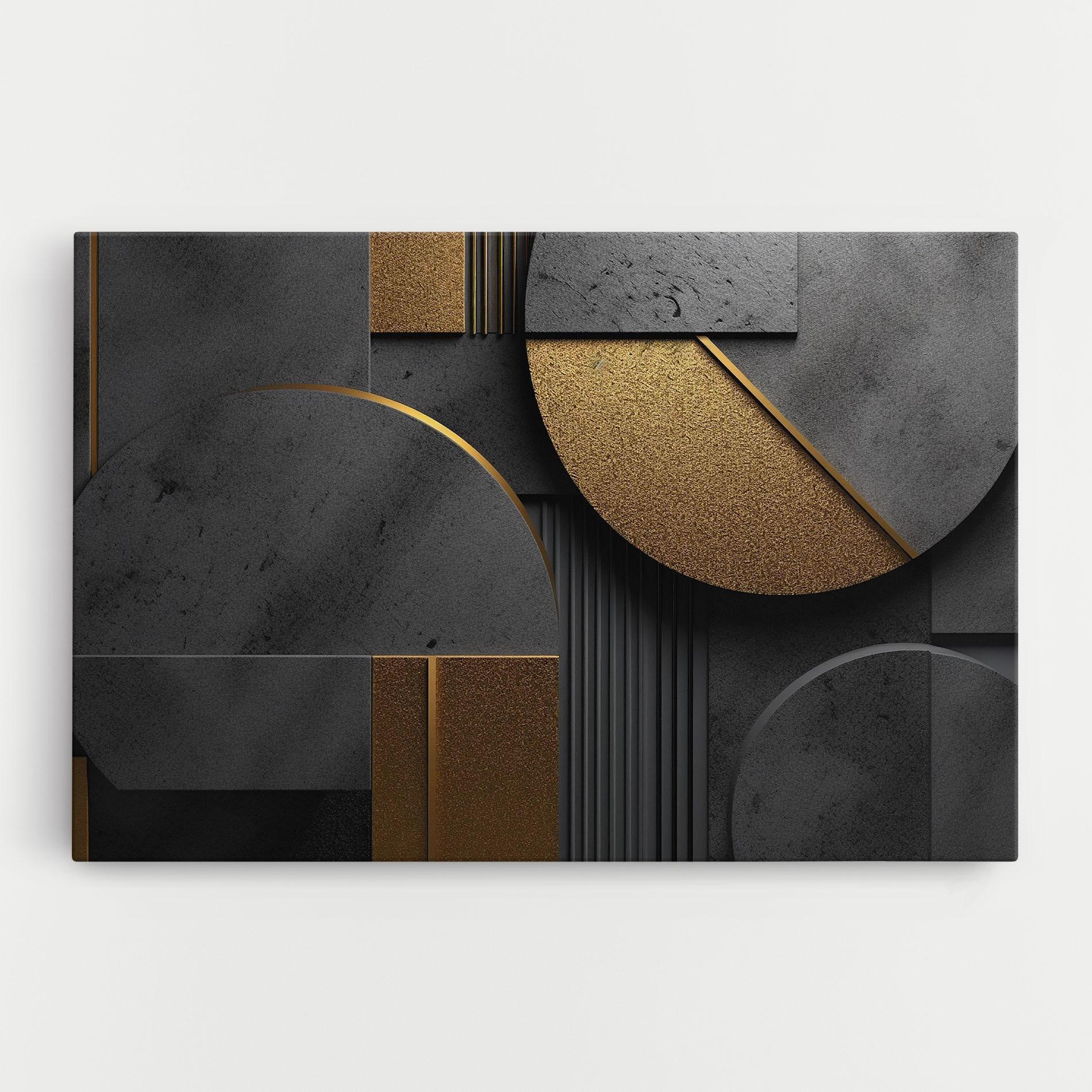 Картина на платно Gold With Grey Circle mockup 0