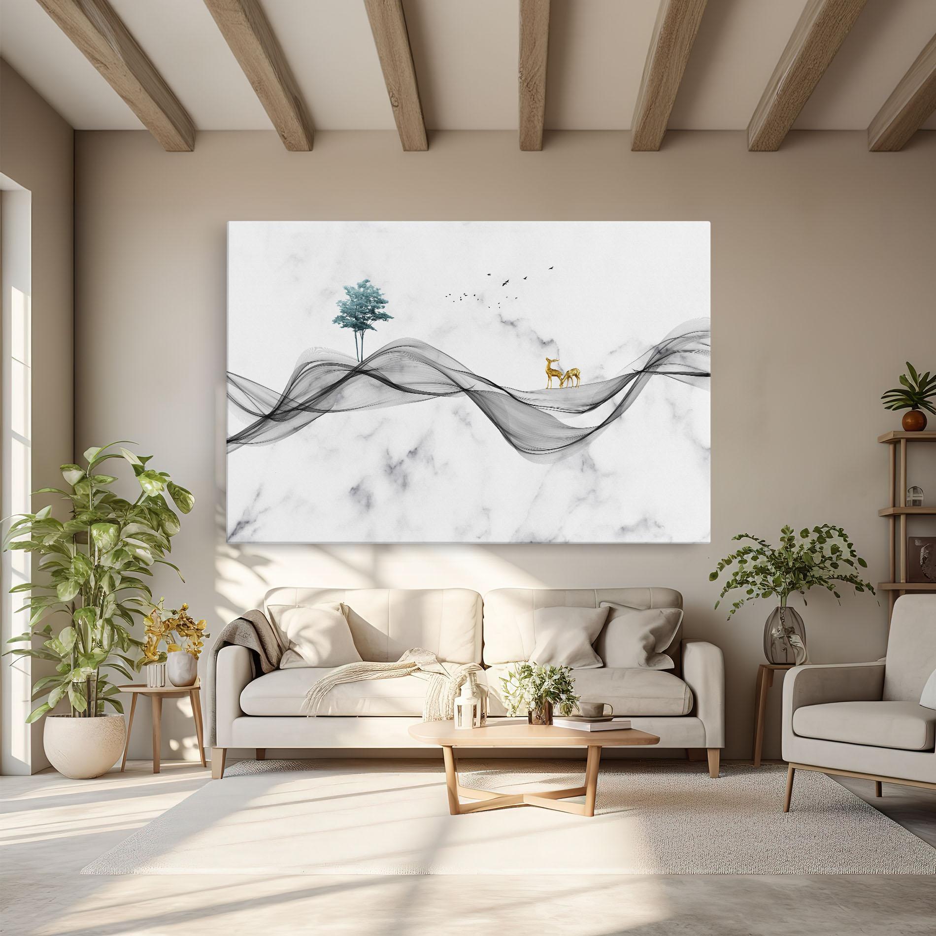 Картина на платно Abstract Golden Landscape 1 mockup 6