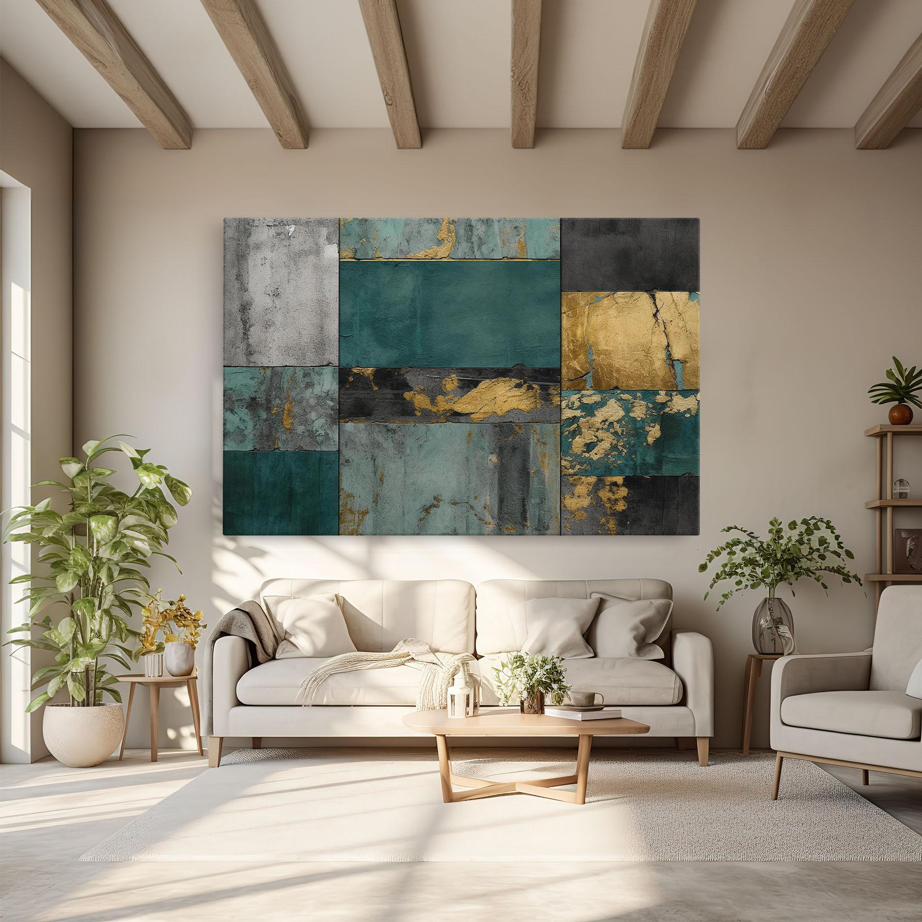 Картина на платно Golden Green Painting mockup 6