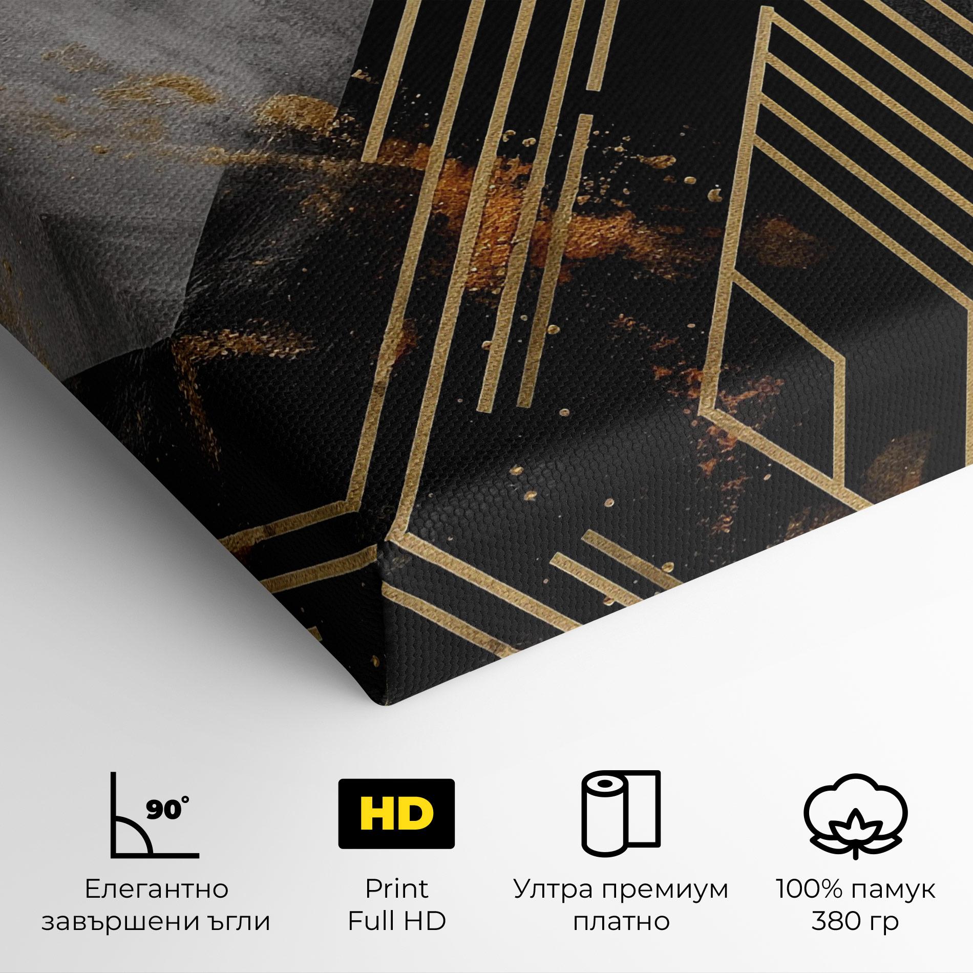 Картина на платно Gold Circle With Lines mockup 4