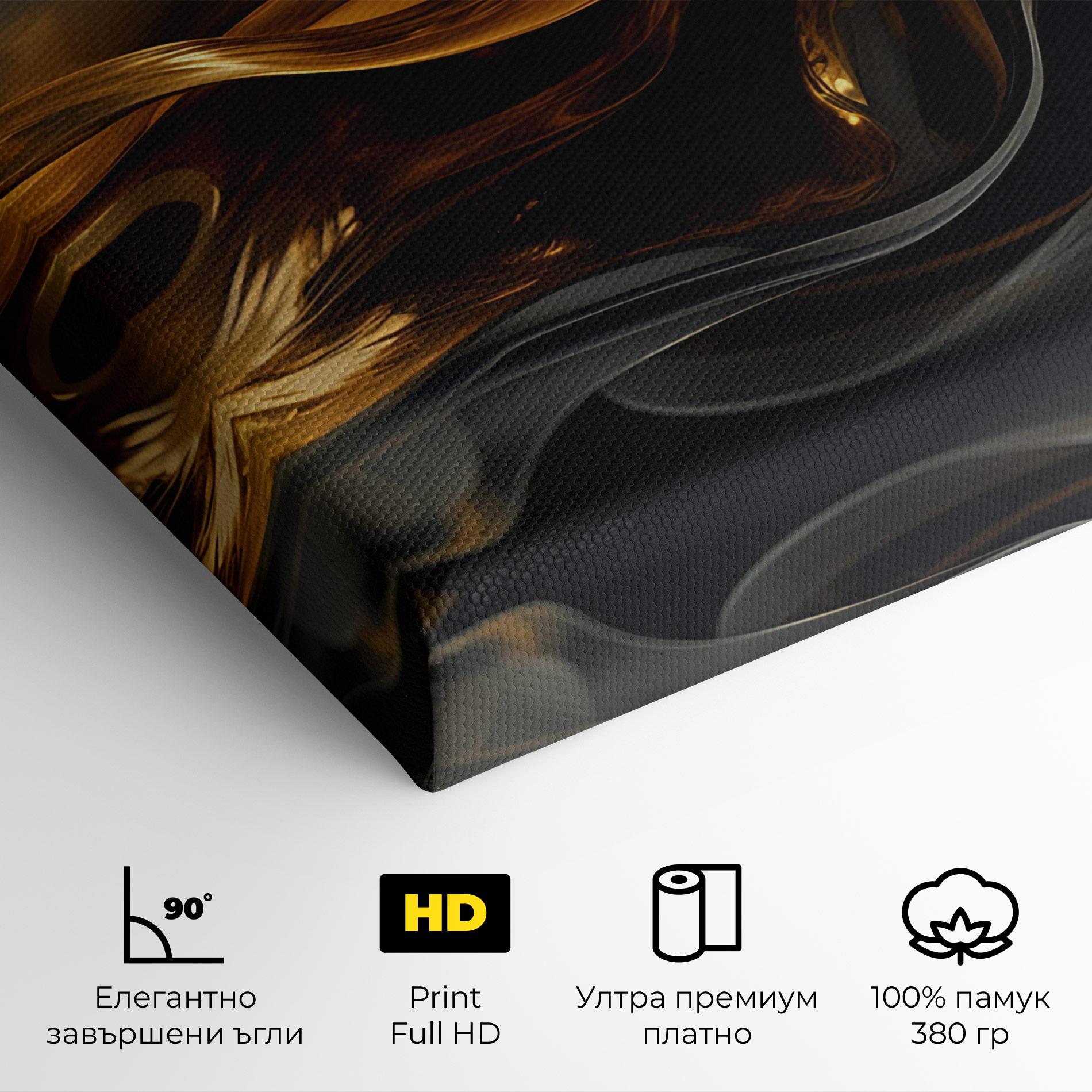 Картина на платно Gold With Black Wave mockup 4