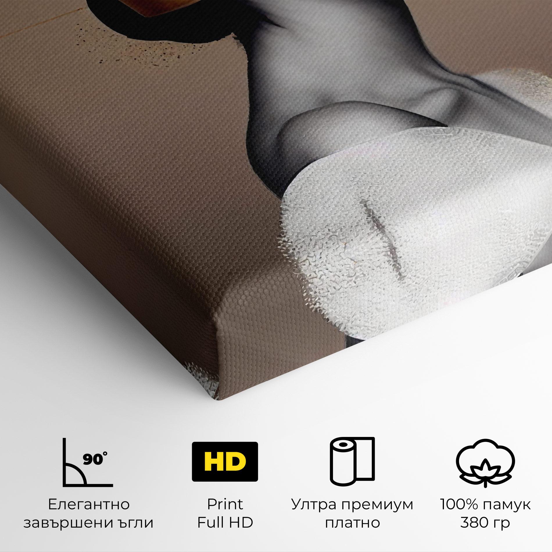 Картина на платно Woman With Gold Lines mockup 4