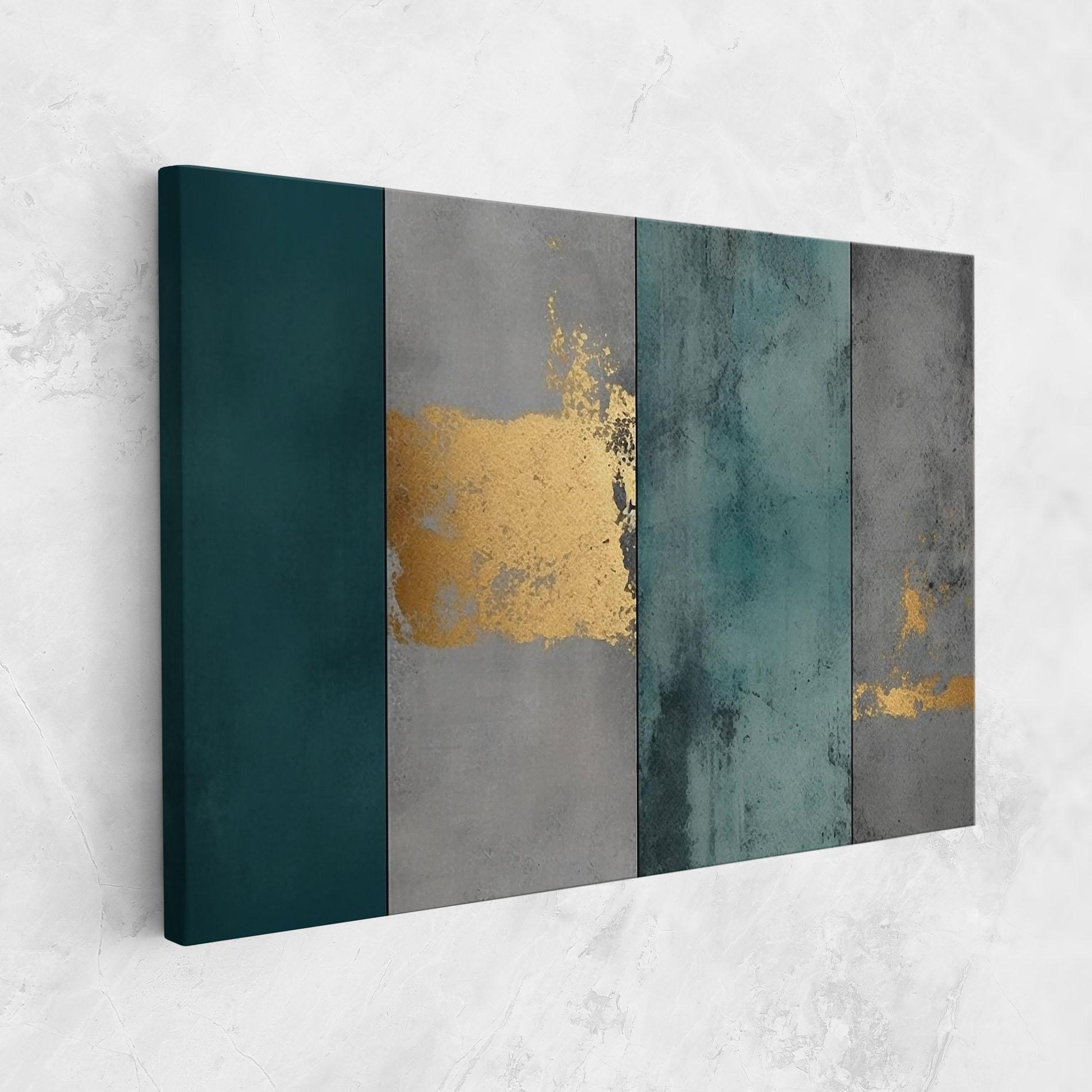 Картина на платно Green Colors With Gold mockup 1