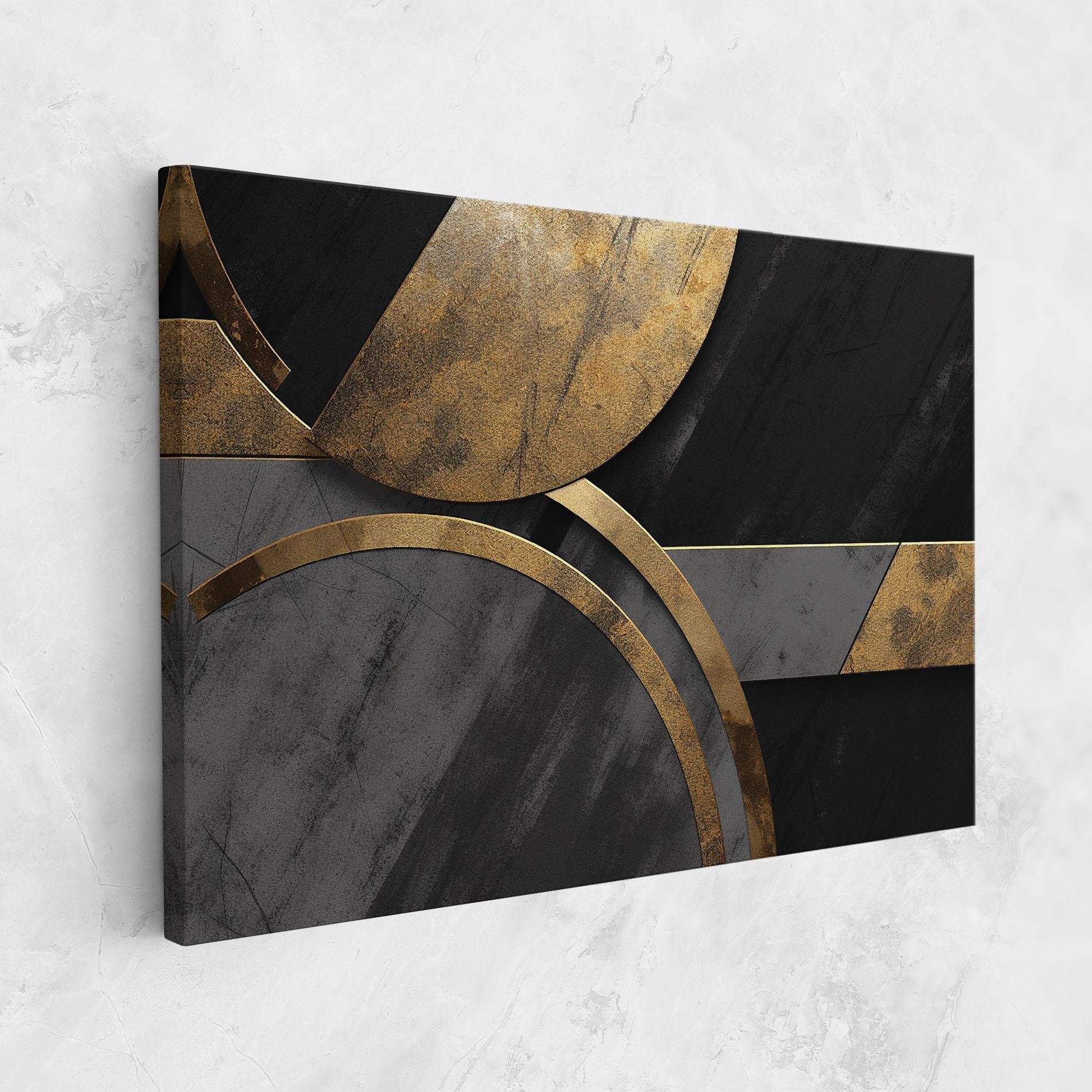 Картина на платно Grey With Gold Painting mockup 1