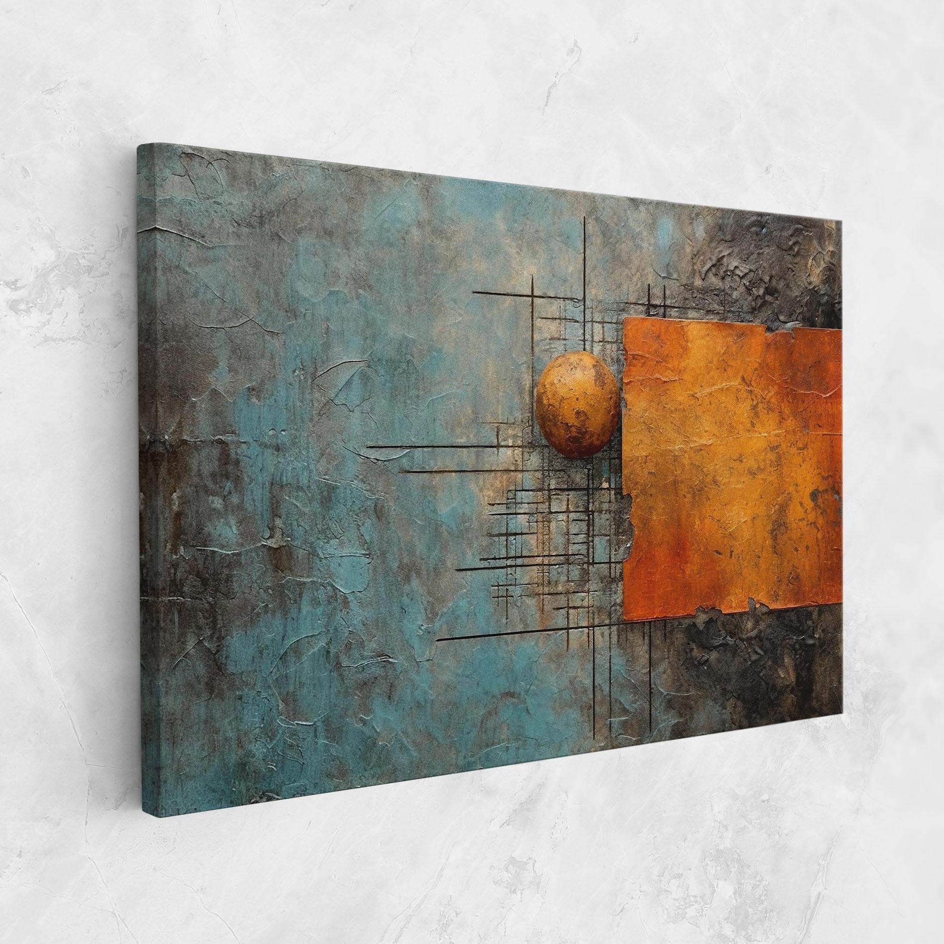 Картина на платно Orange Square Painting mockup 1