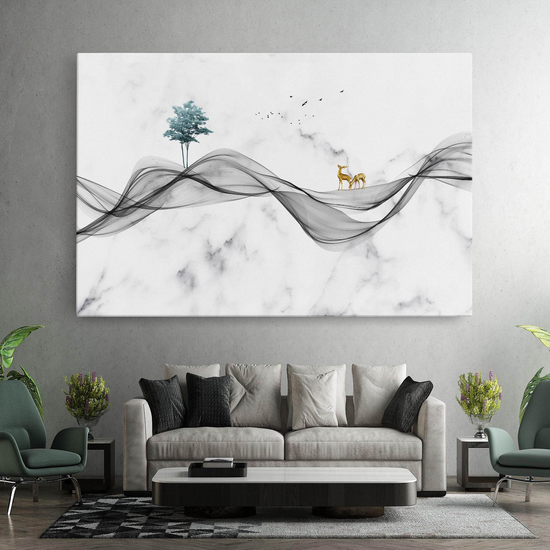 Картина на платно Abstract Golden Landscape 1 mockup 7