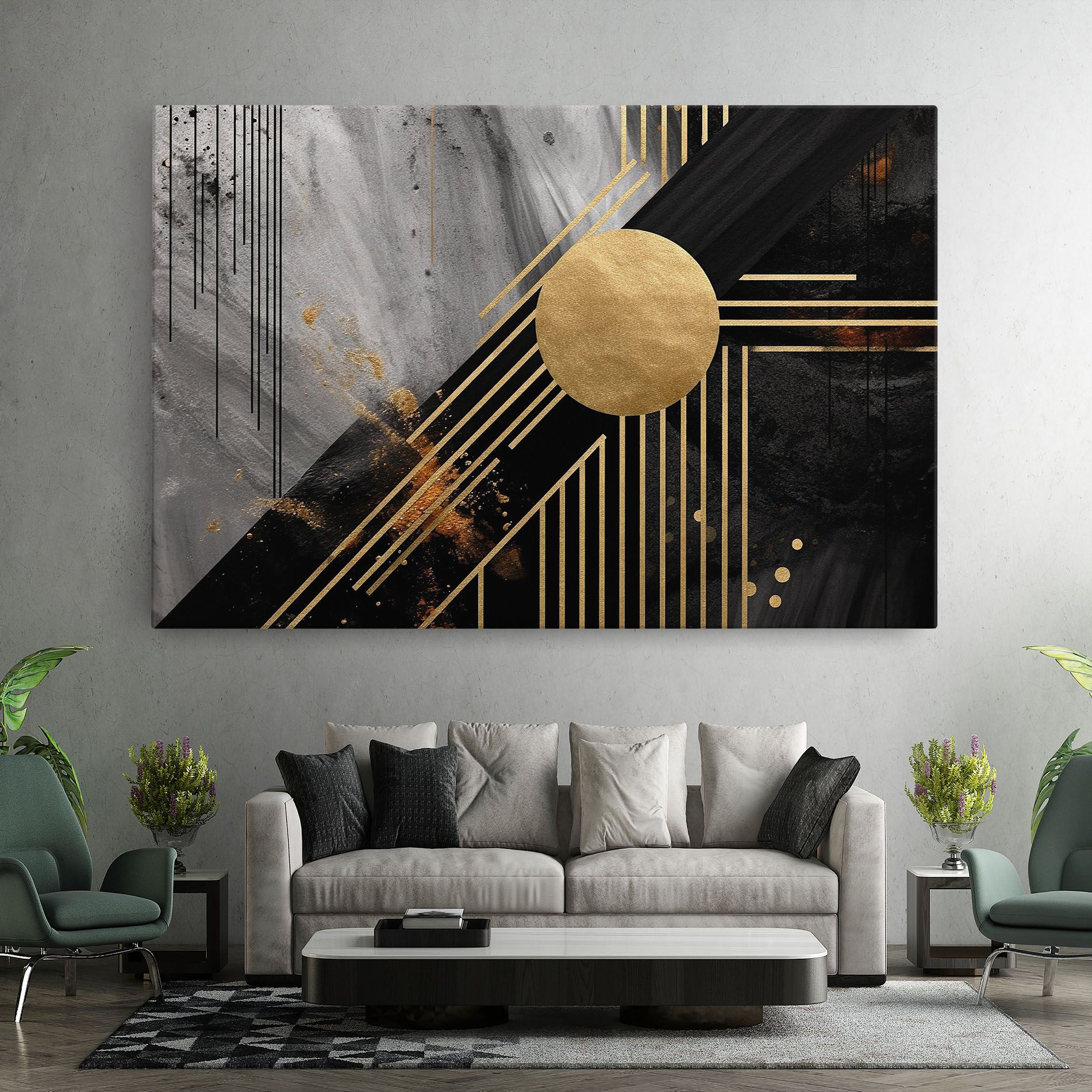 Gold Circle With Lines mockup 7