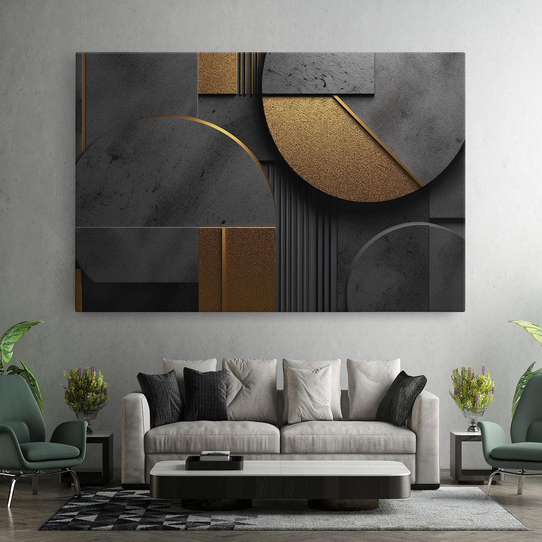 Картина на платно Gold With Grey Circle mockup 7