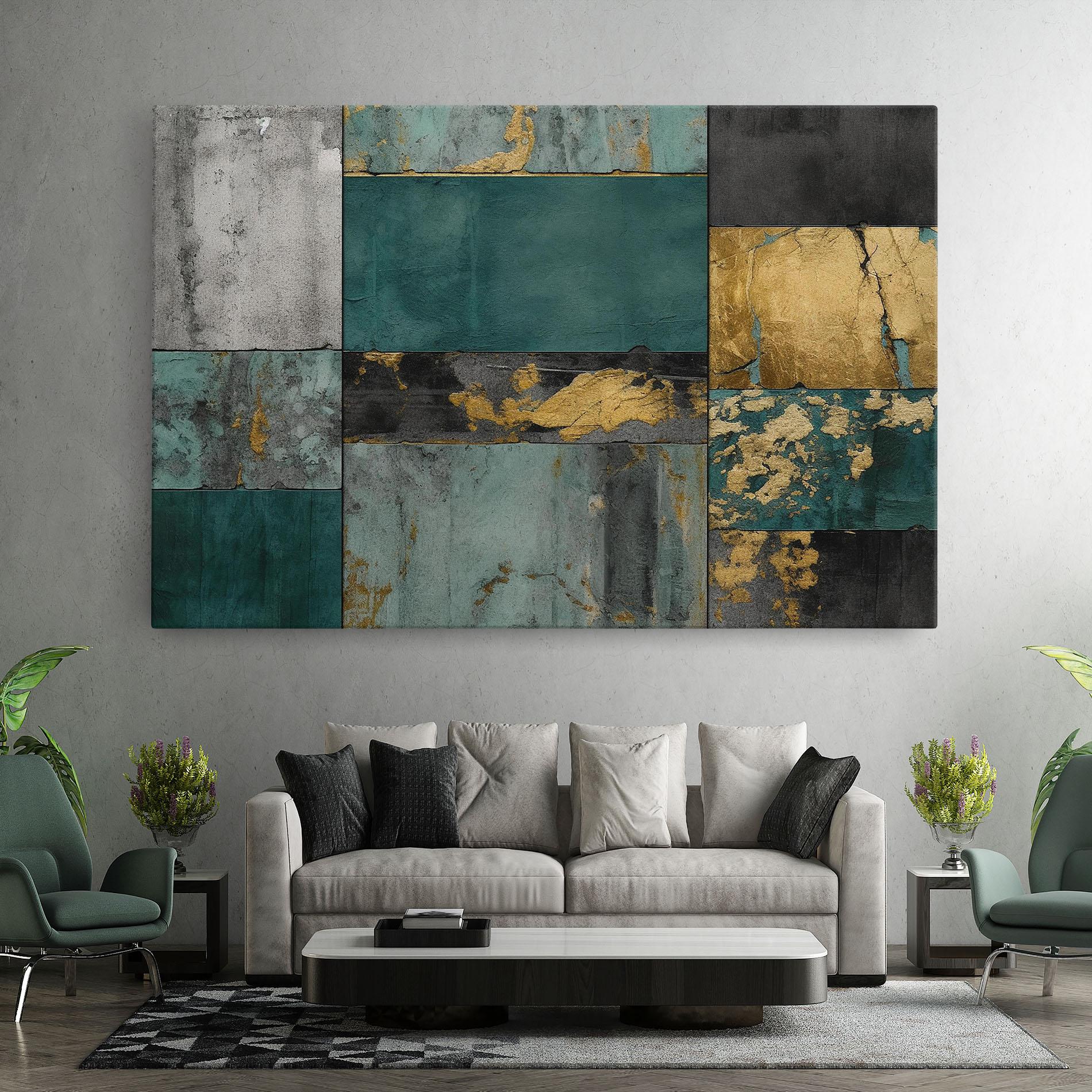 Картина на платно Golden Green Painting mockup 7