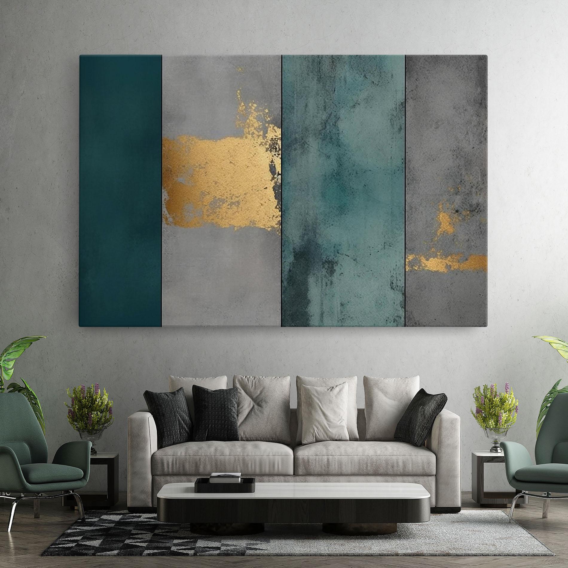 Картина на платно Green Colors With Gold mockup 7