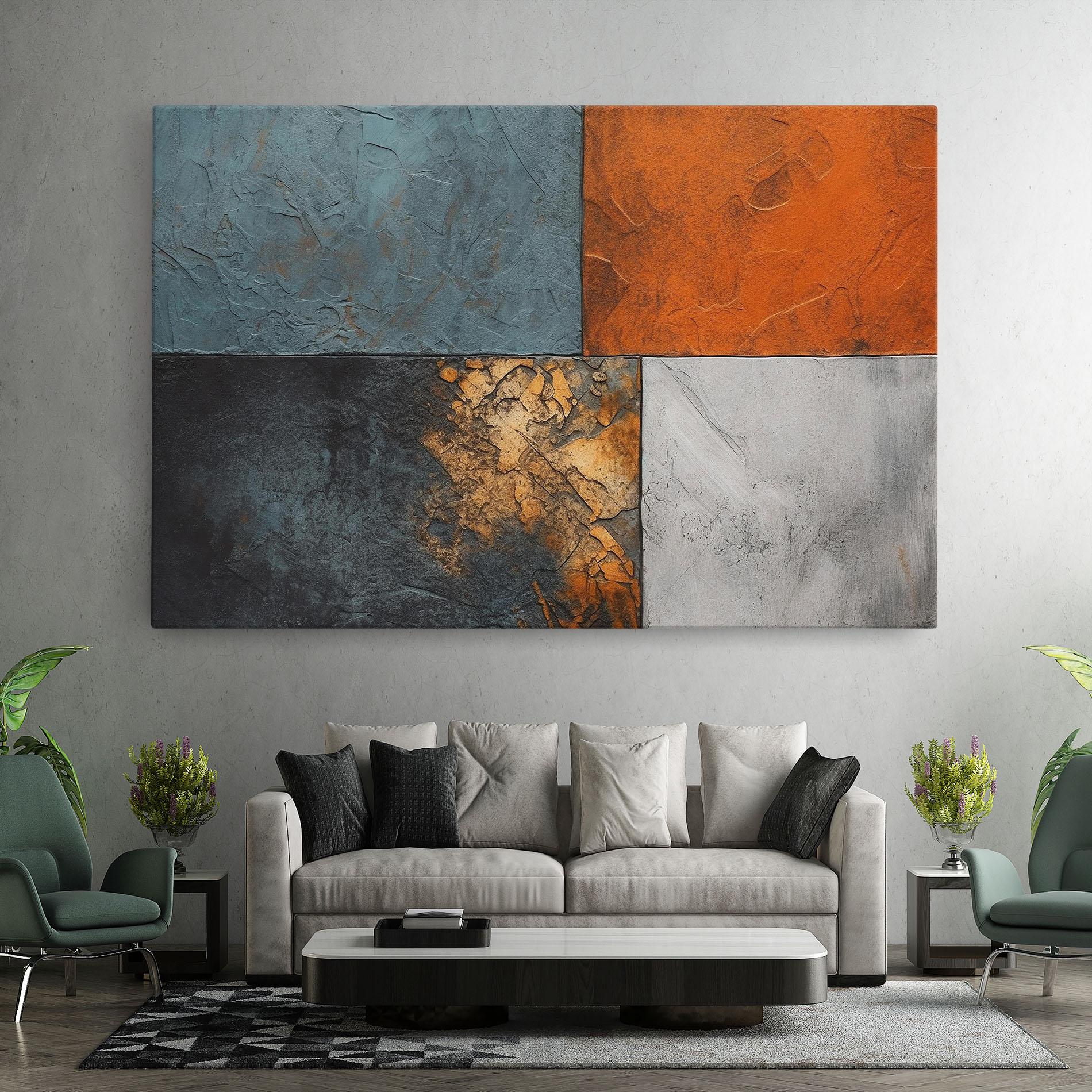 Картина на платно White Square With Gold mockup 7