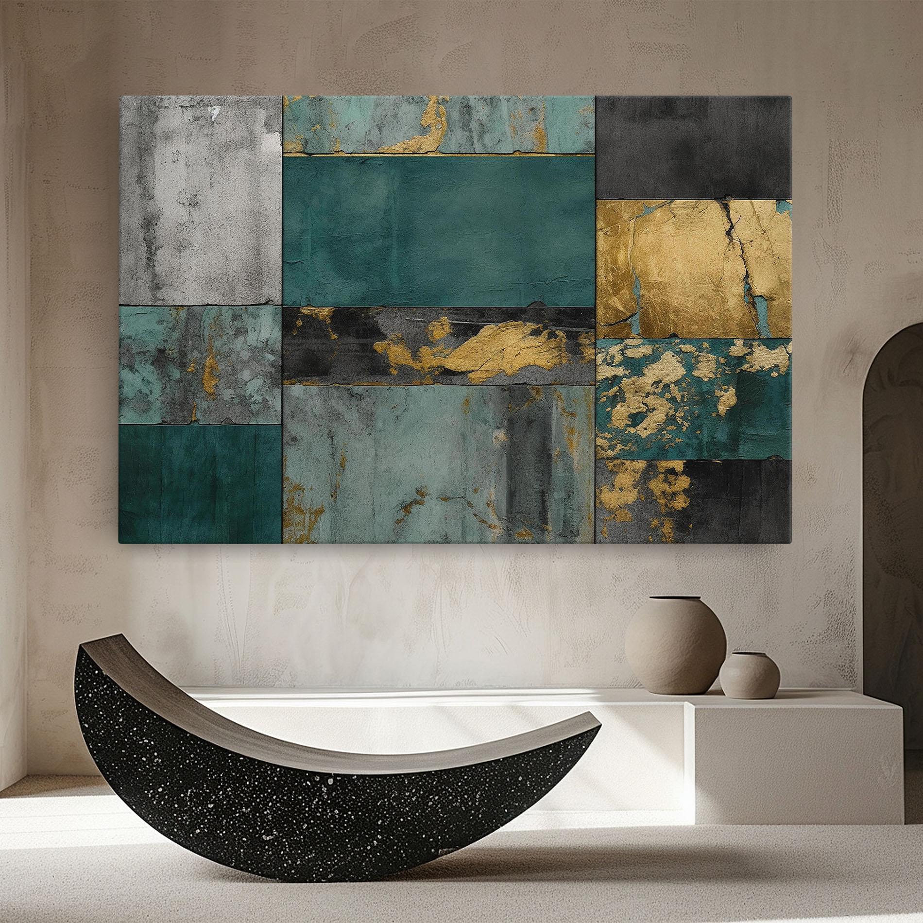 Картина на платно Golden Green Painting mockup 8