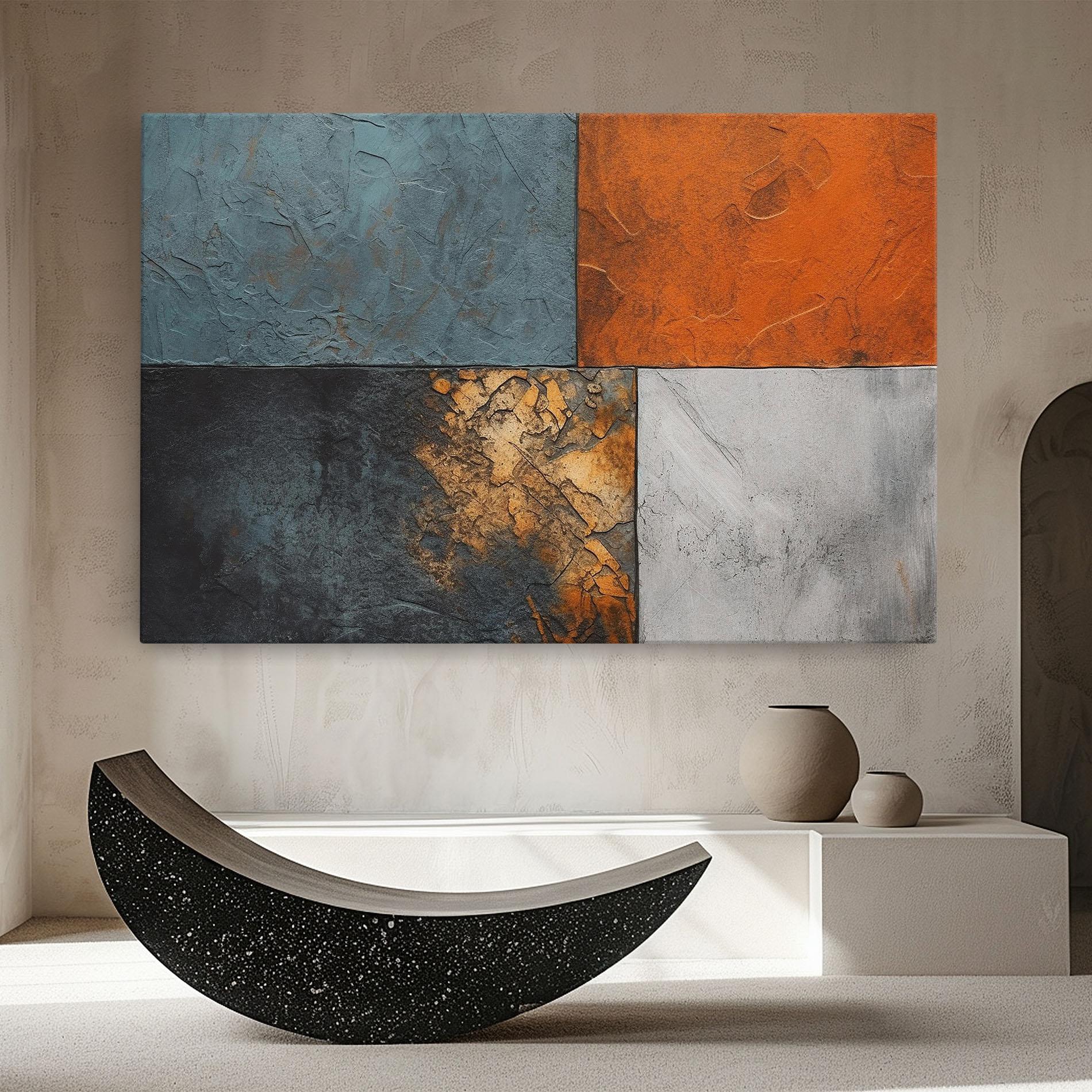 Картина на платно White Square With Gold mockup 8