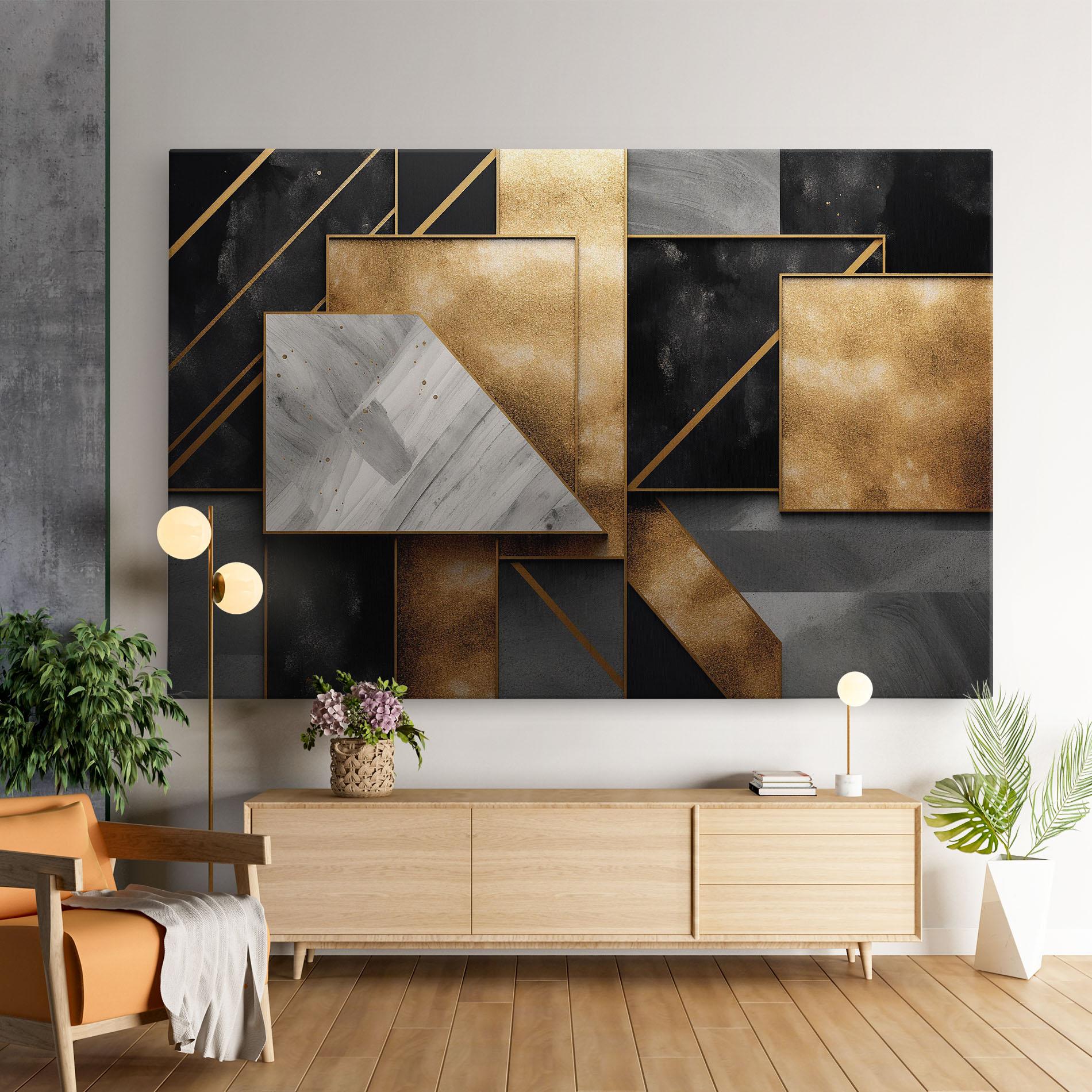 Картина на платно Abstract Gold Square mockup 9