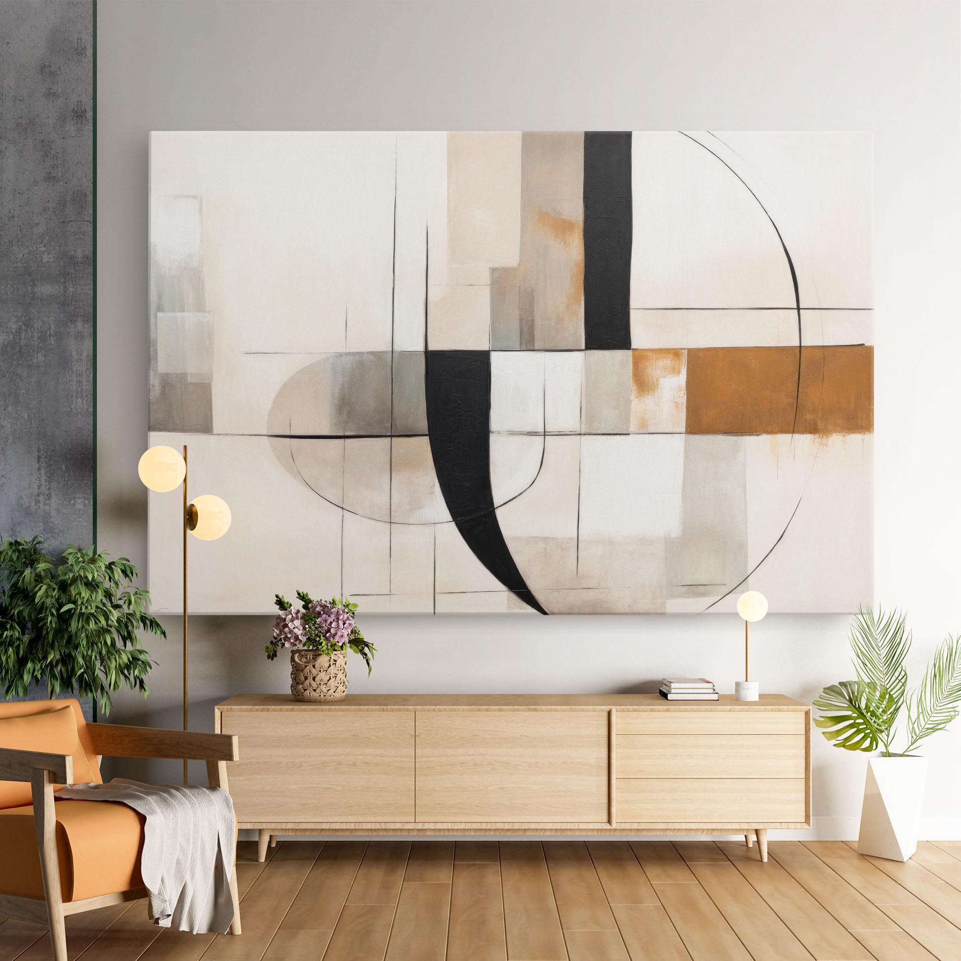 Картина на платно Black Abstract Lines mockup 9