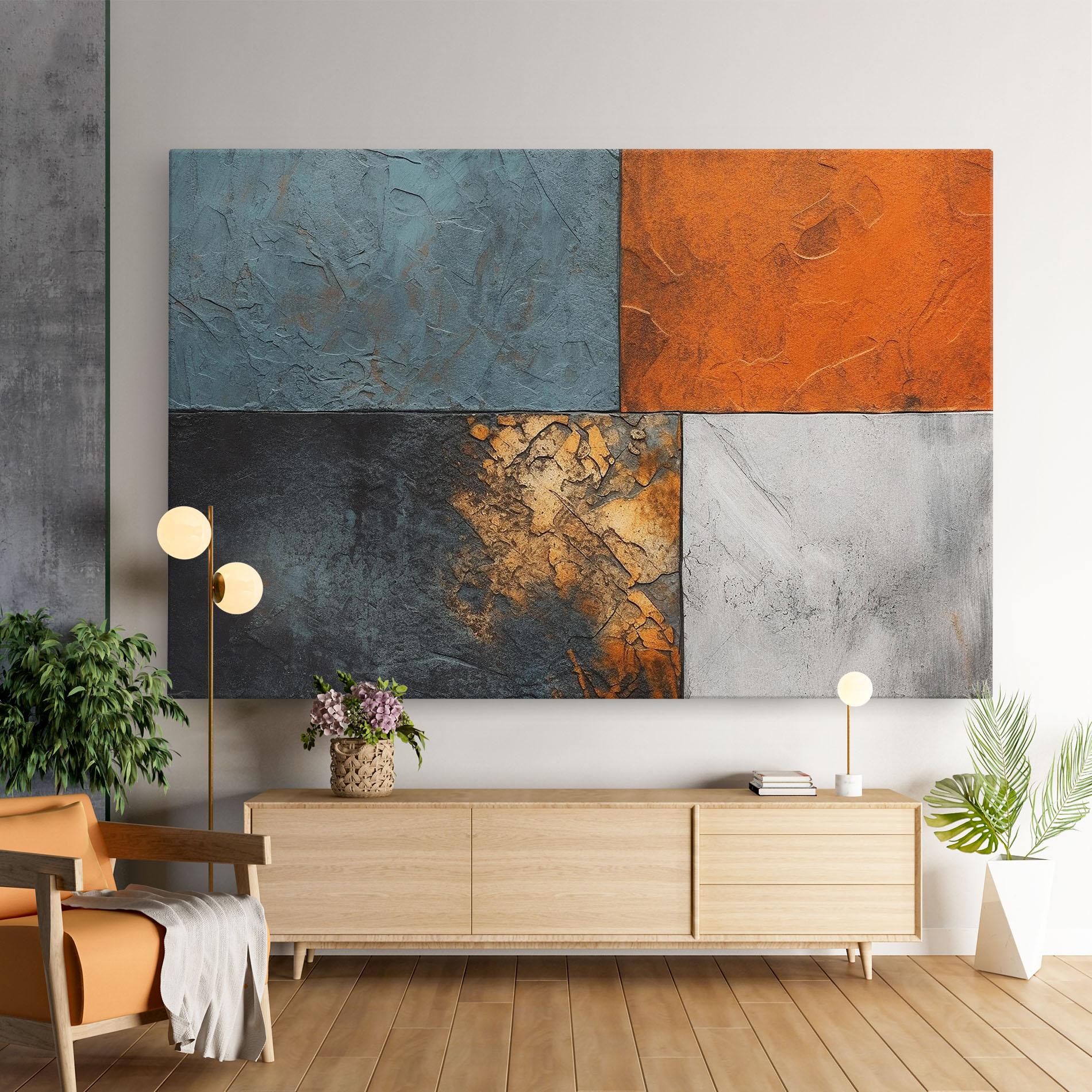 Картина на платно White Square With Gold mockup 9