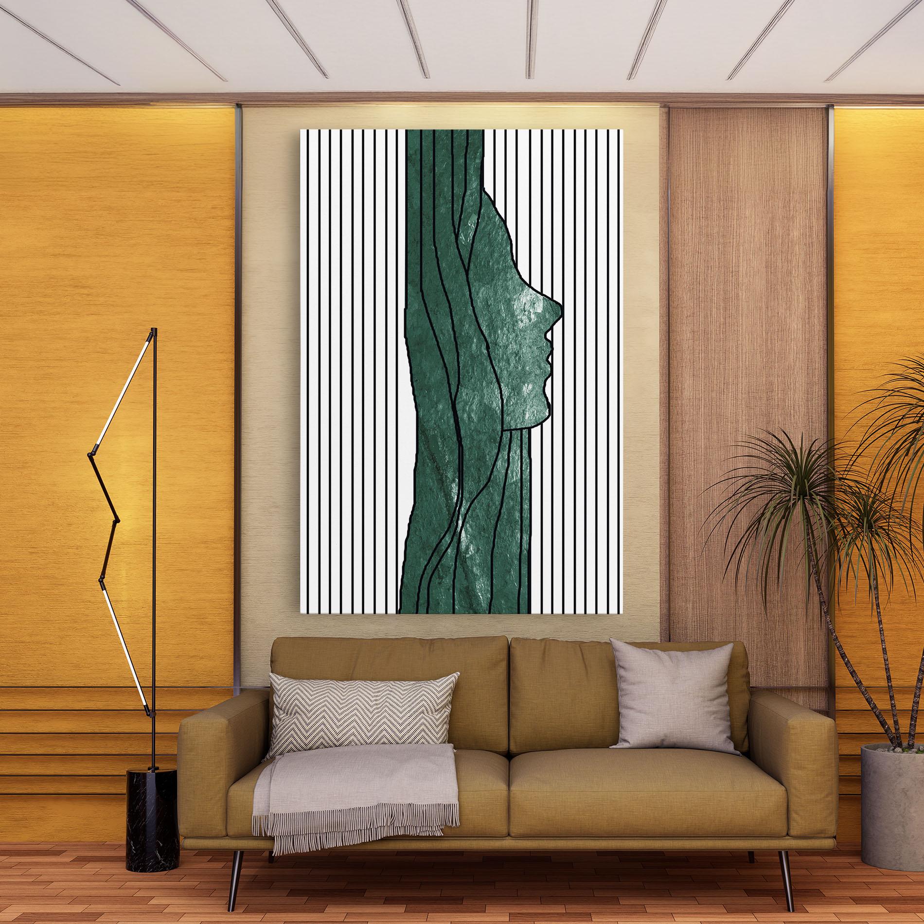 Картина на платно Abstract Green Face mockup 9