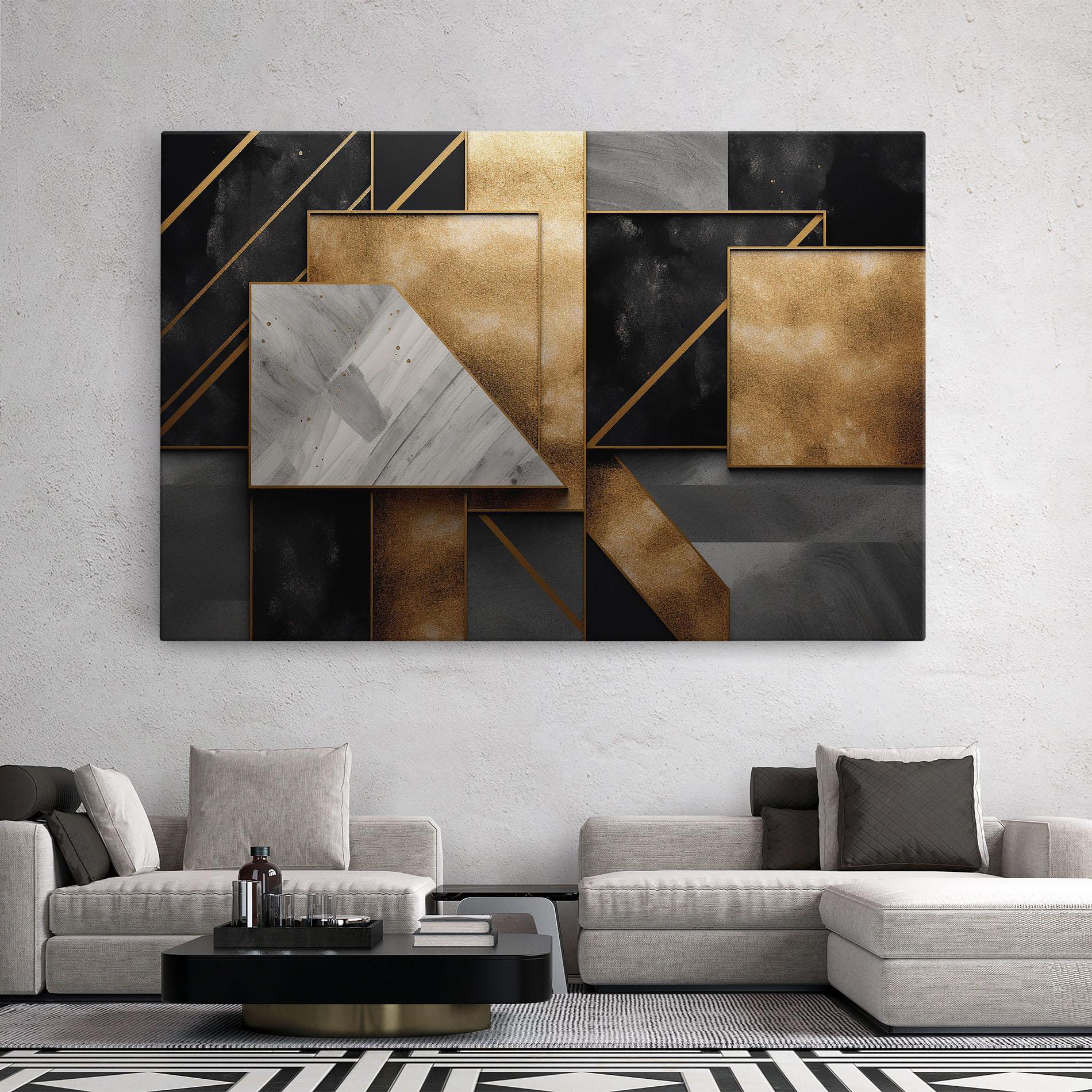 Картина на платно Abstract Gold Square mockup 2