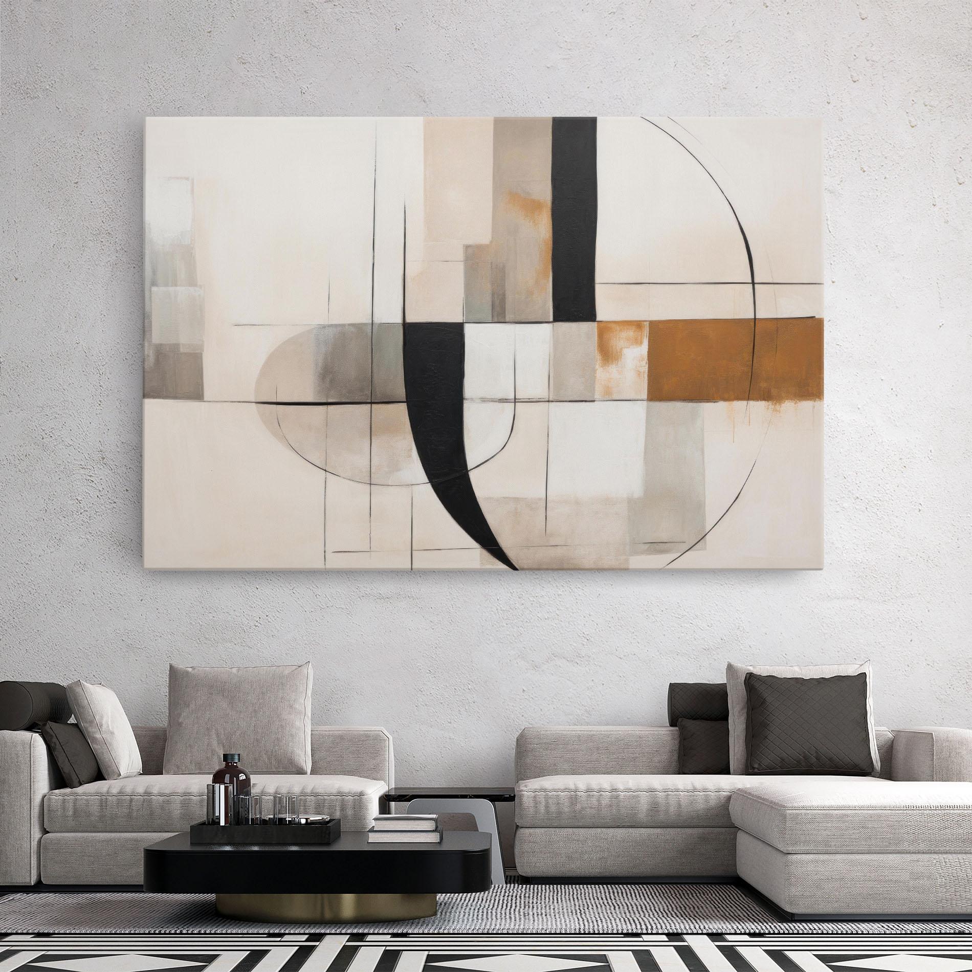 Картина на платно Black Abstract Lines mockup 2