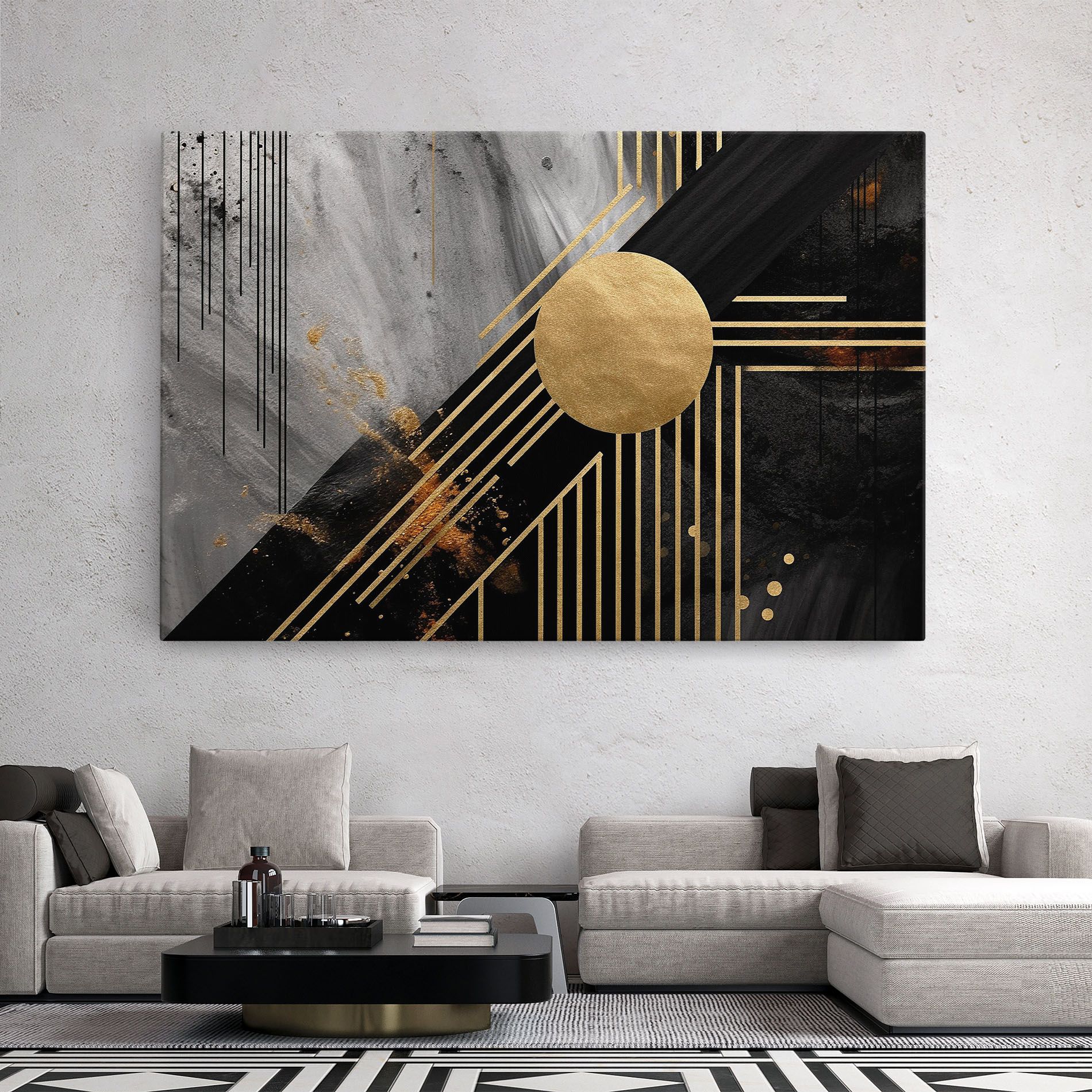 Gold Circle With Lines mockup 2