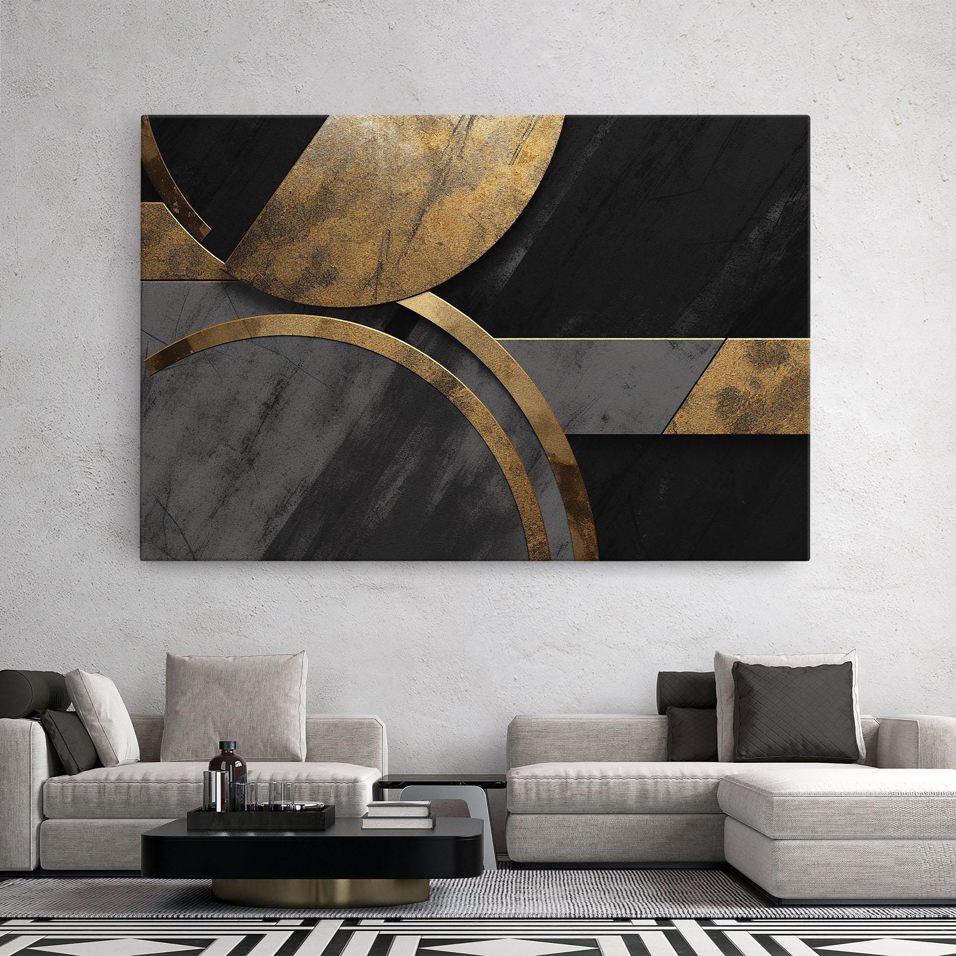 Картина на платно Grey With Gold Painting mockup 2