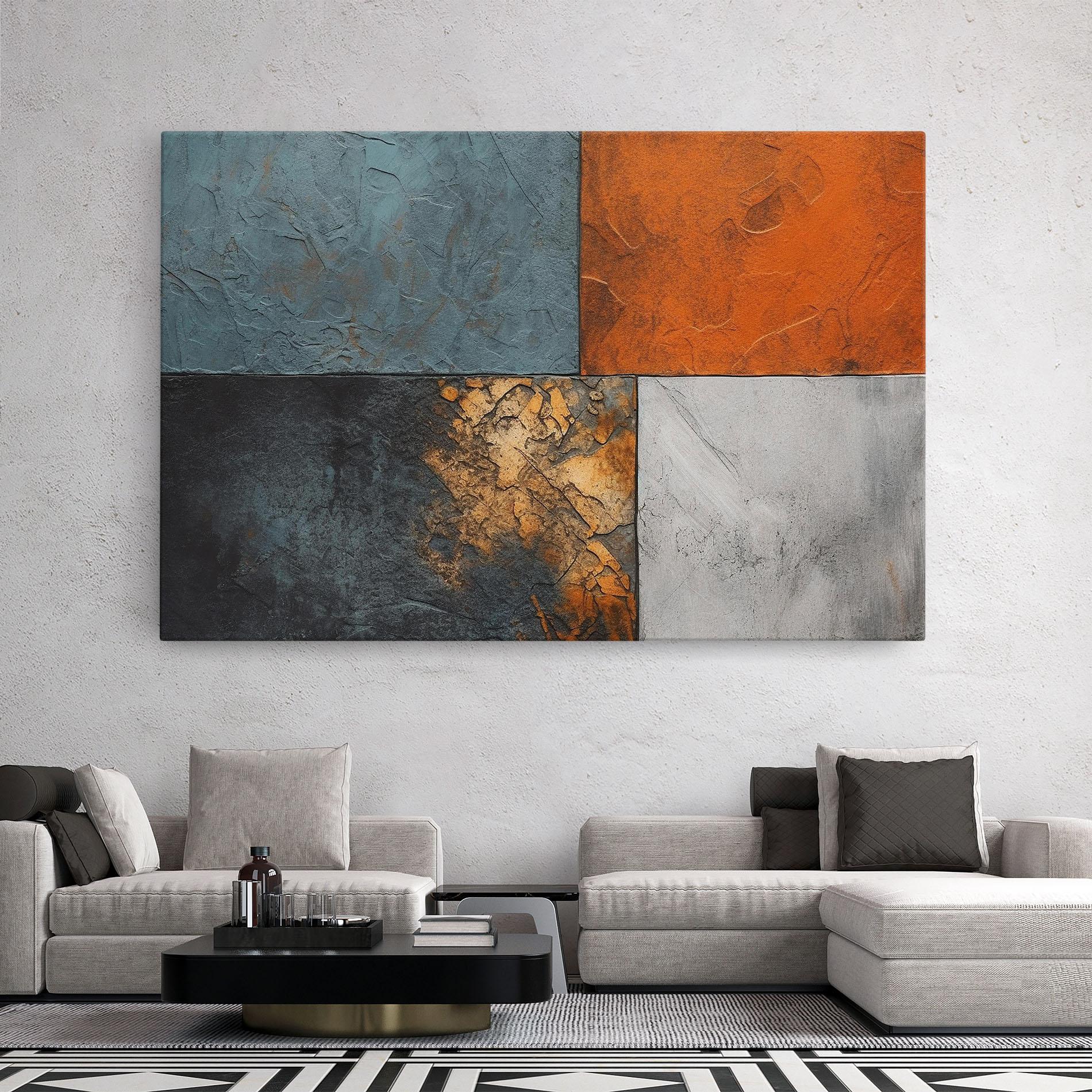 Картина на платно White Square With Gold mockup 2