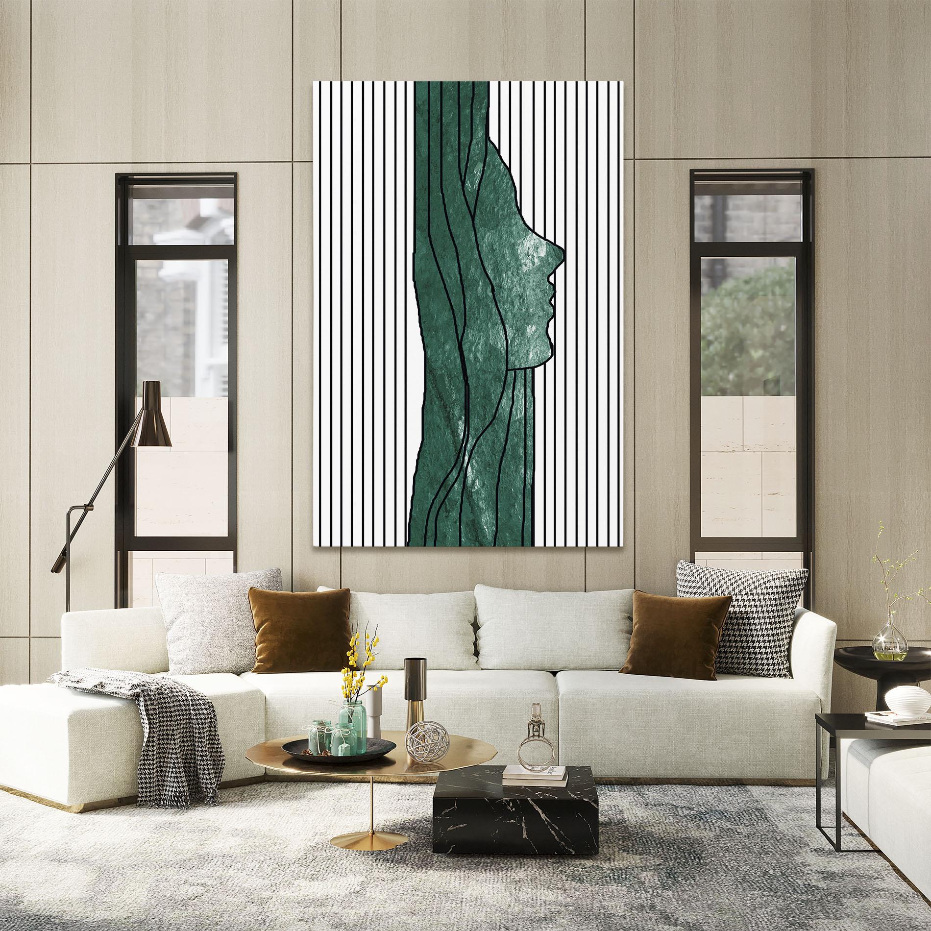 Картина на платно Abstract Green Face mockup 2