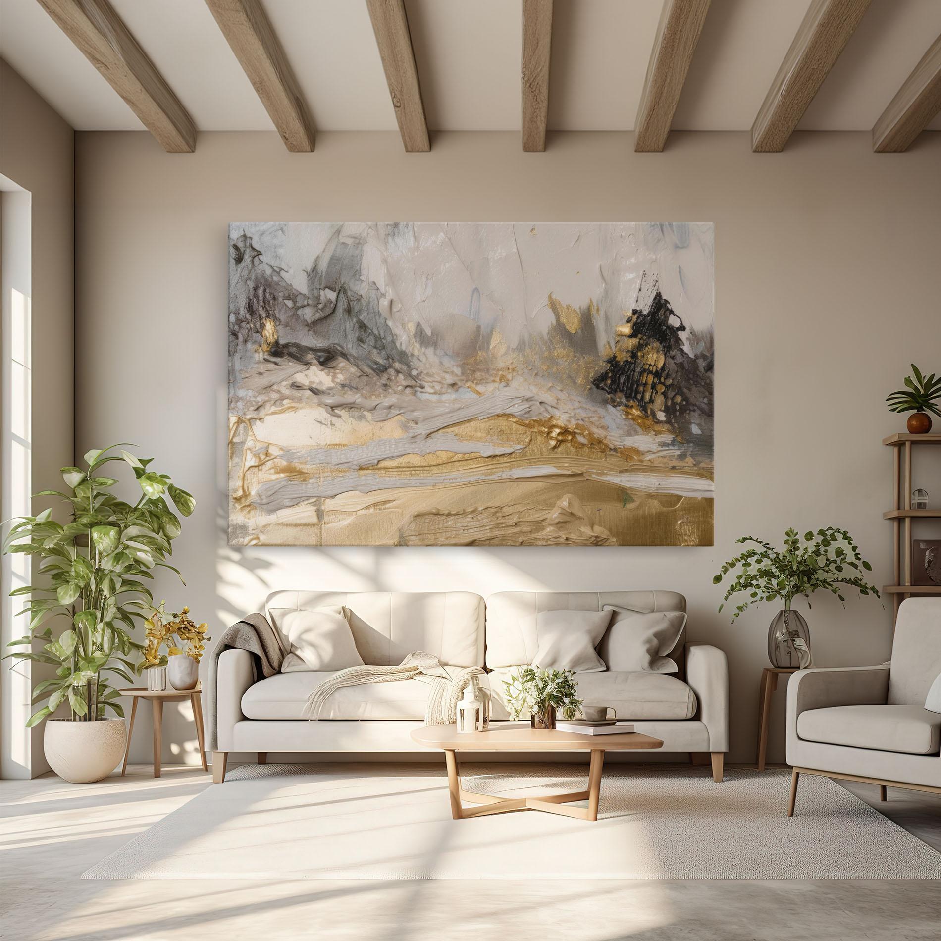 Картина на платно Abstract White Waves mockup 6