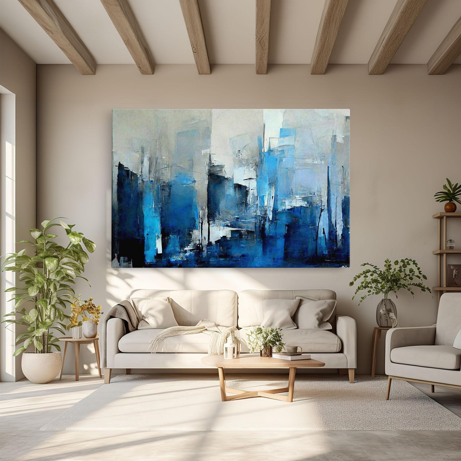 Картина на платно Blue Gray Color mockup 6