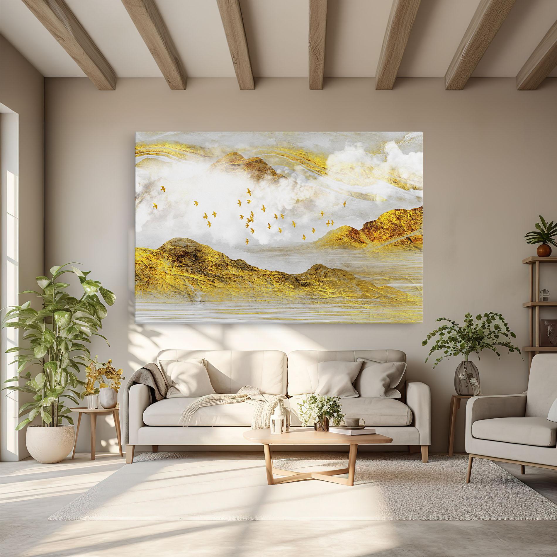 Картина на платно Gold Mountains Abstract mockup 6