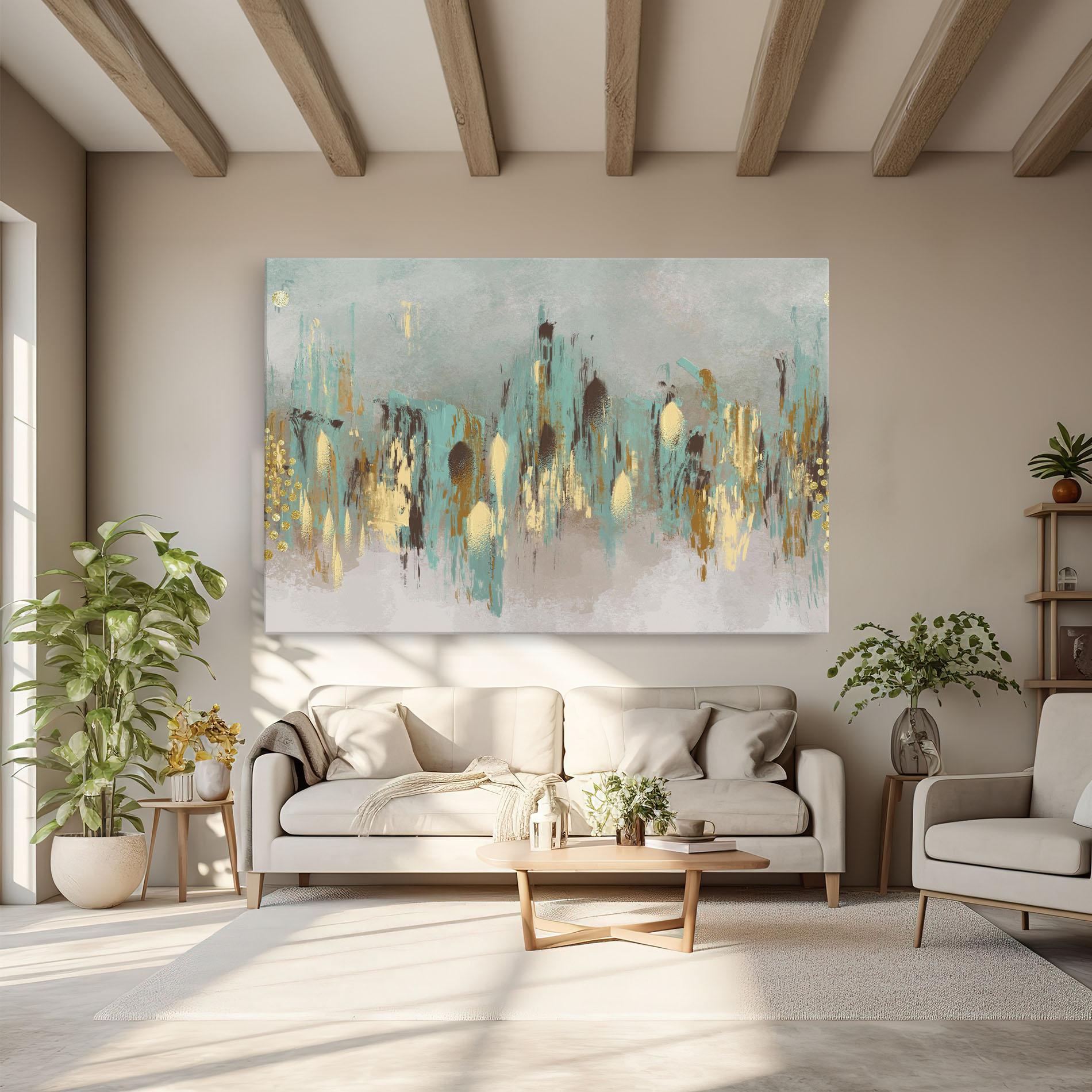 Картина на платно Gold Spiral Points mockup 6