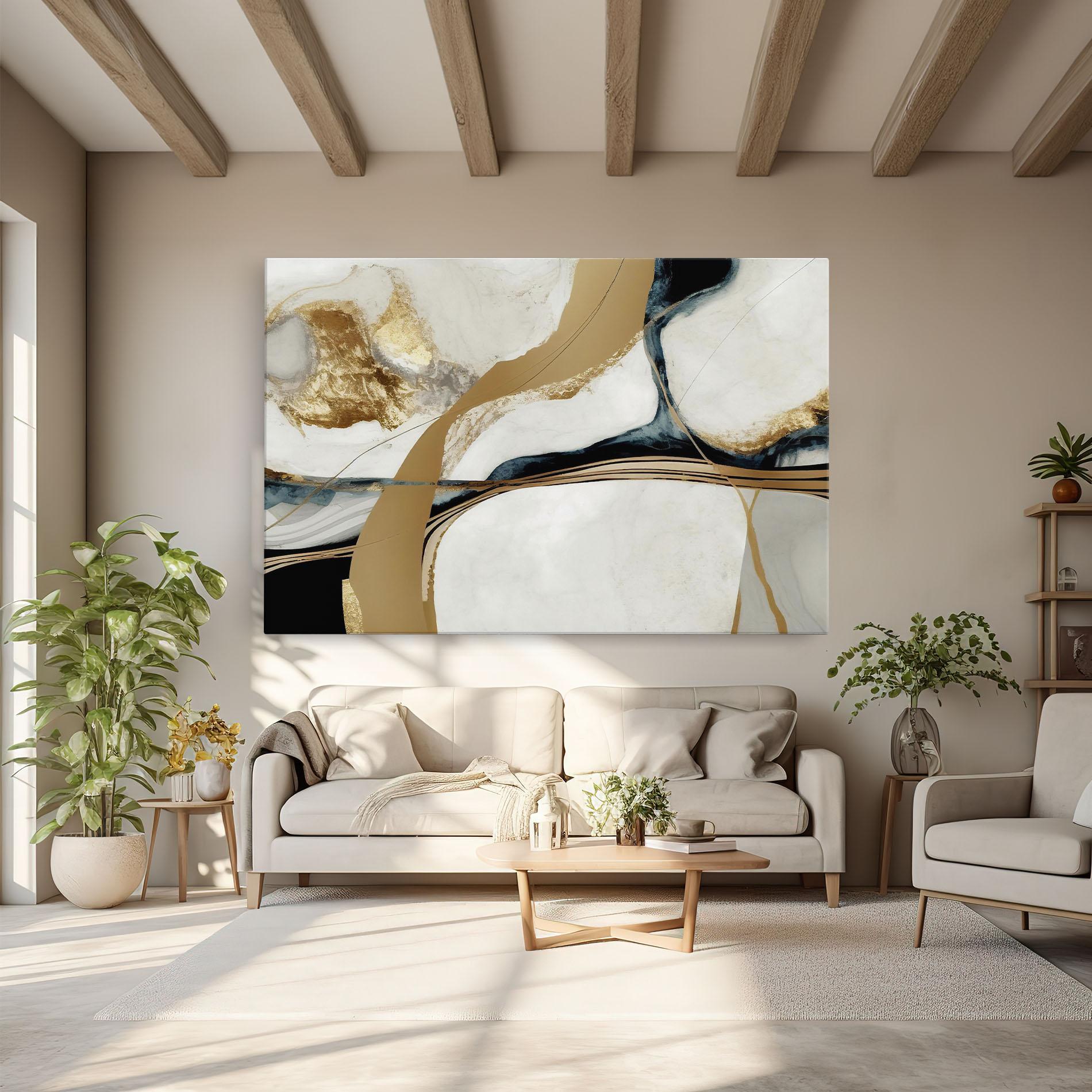 Картина на платно Golden Blue Marble mockup 6