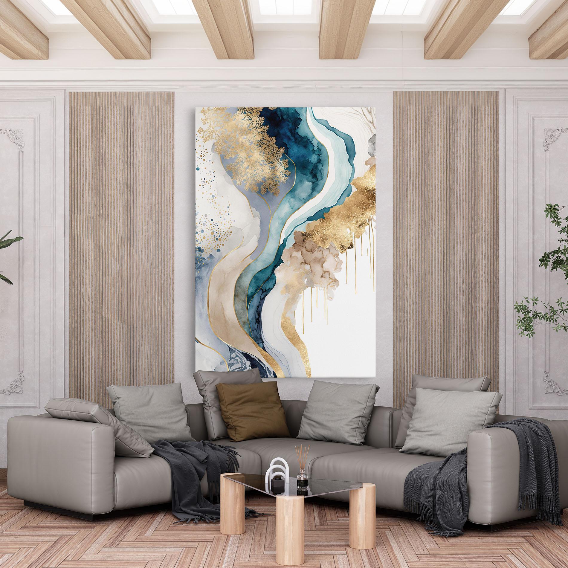 Картина на платно Light Blue Waves mockup 6