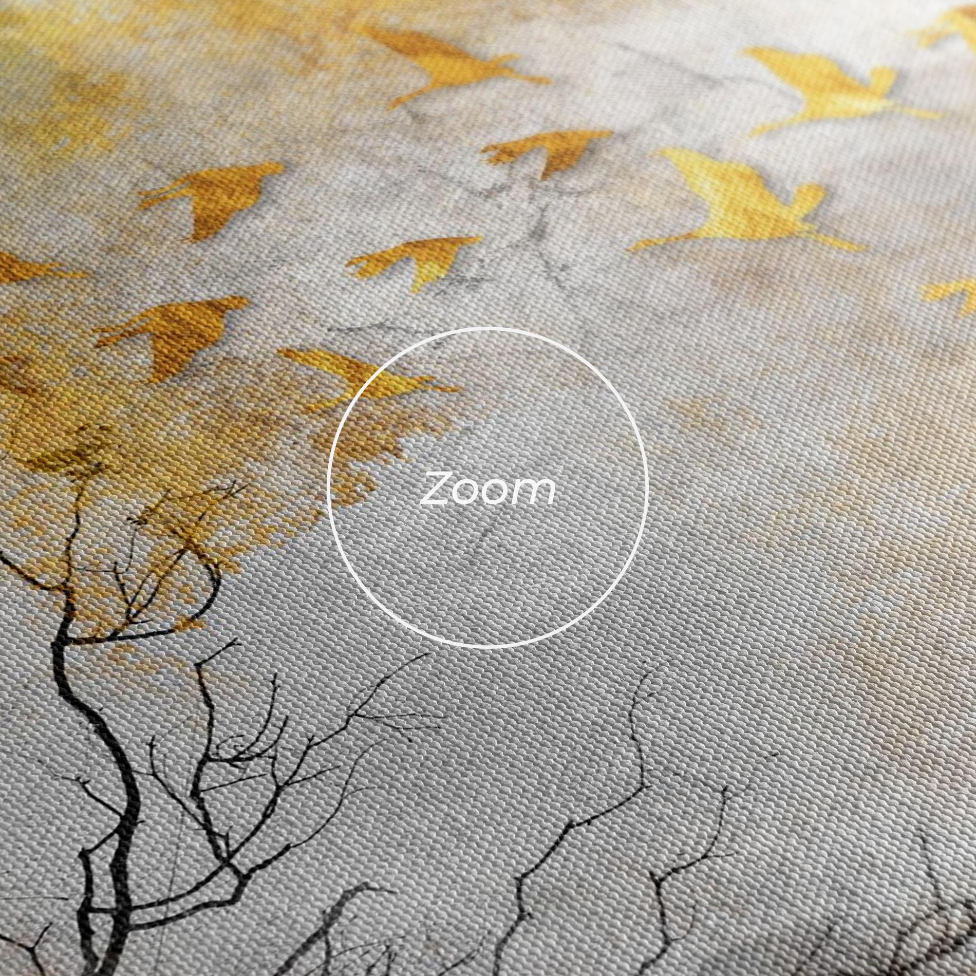 Картина на платно Gold Birds Flying mockup 3
