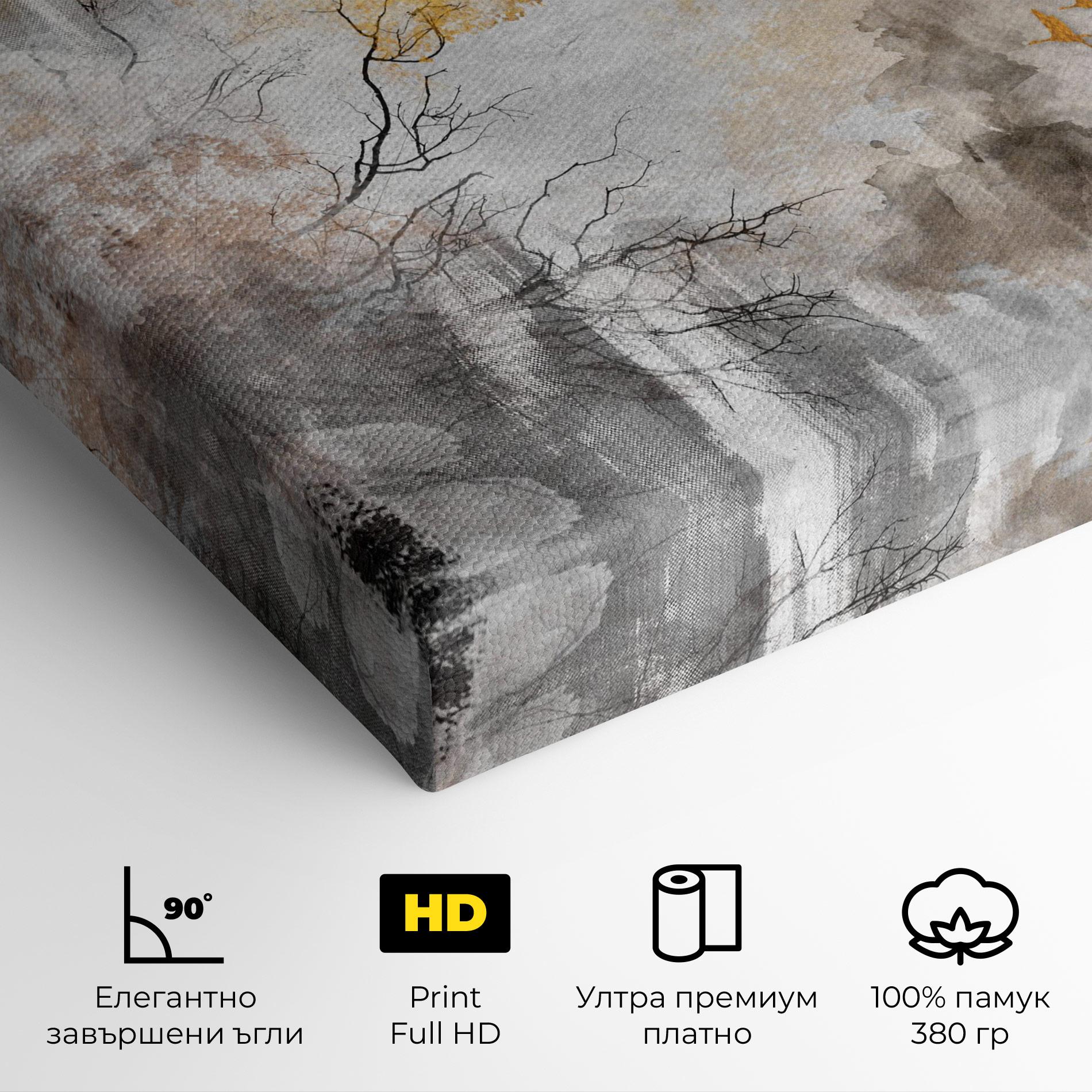 Картина на платно Gold Birds Flying mockup 4