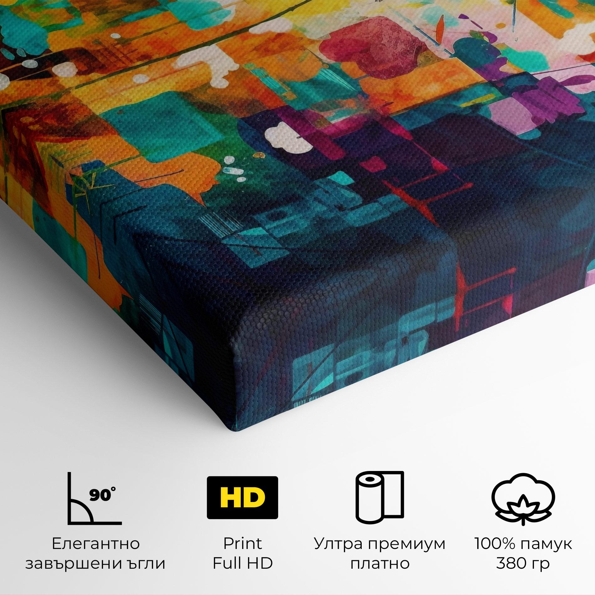 Картина на платно Vibrant Colors On Blue Background mockup 4